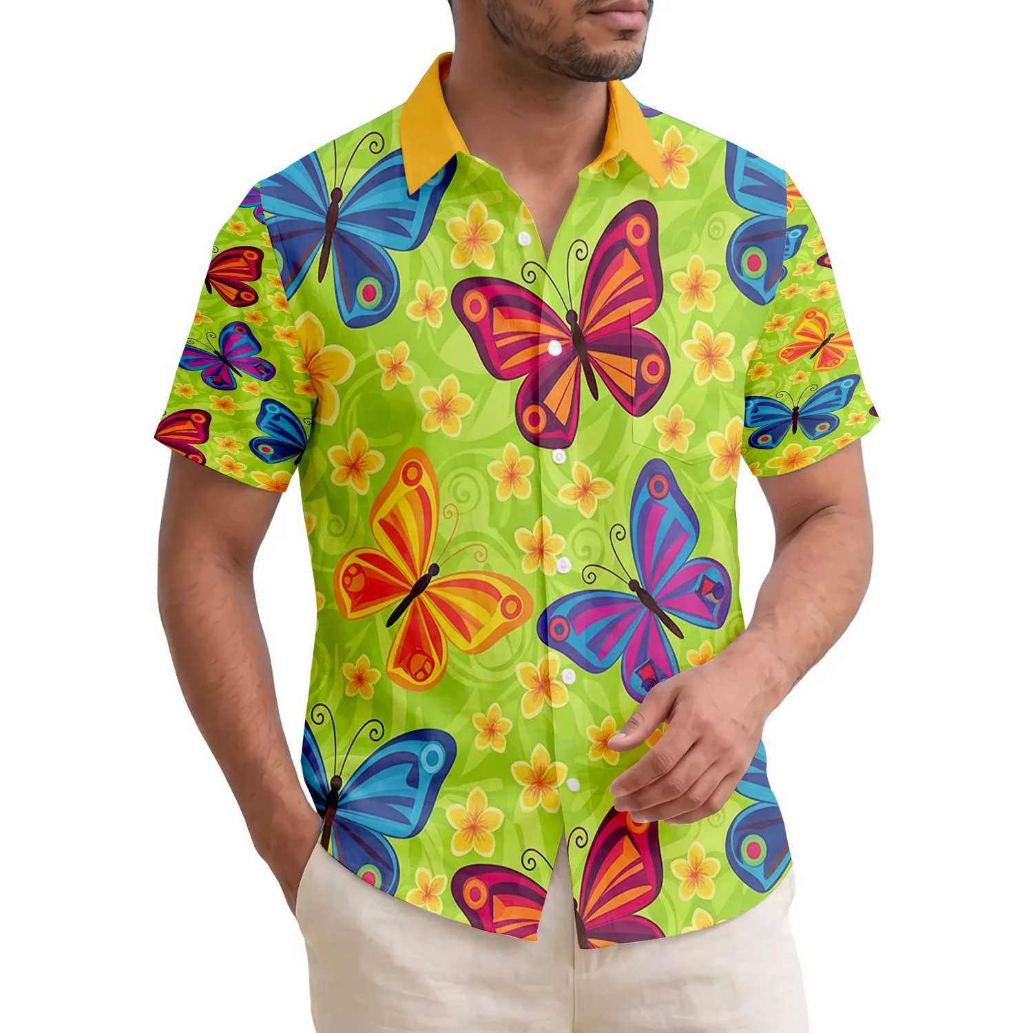 Lush Tropical Butterflies Flowers - Beach Holiday Gift for Nature and Travel Lovers Hawaiian Shirt - 1