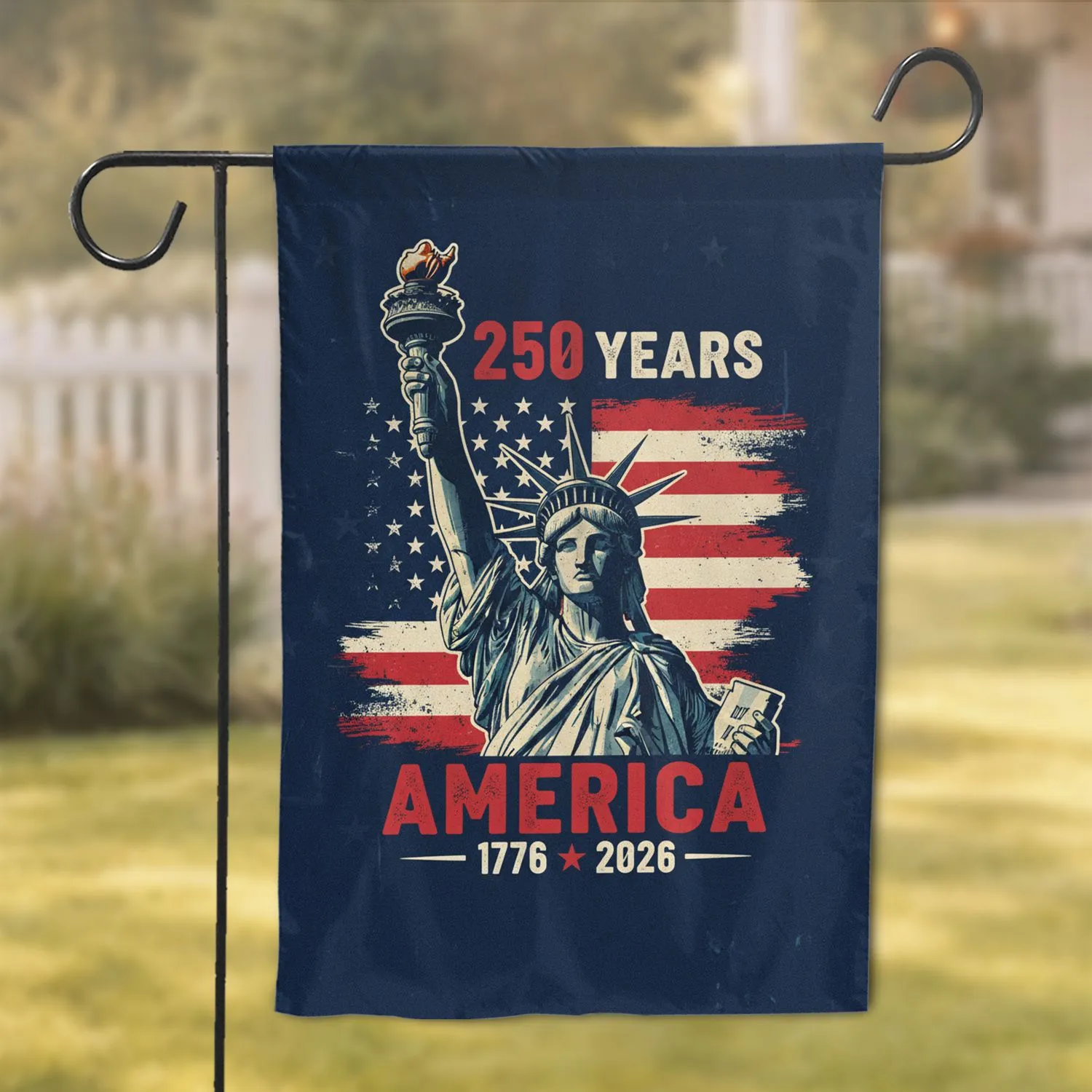Statue of Liberty American Flag 250 Years - USA 250th Anniversary Independence Day Gift for Veterans Garden Flag - 1