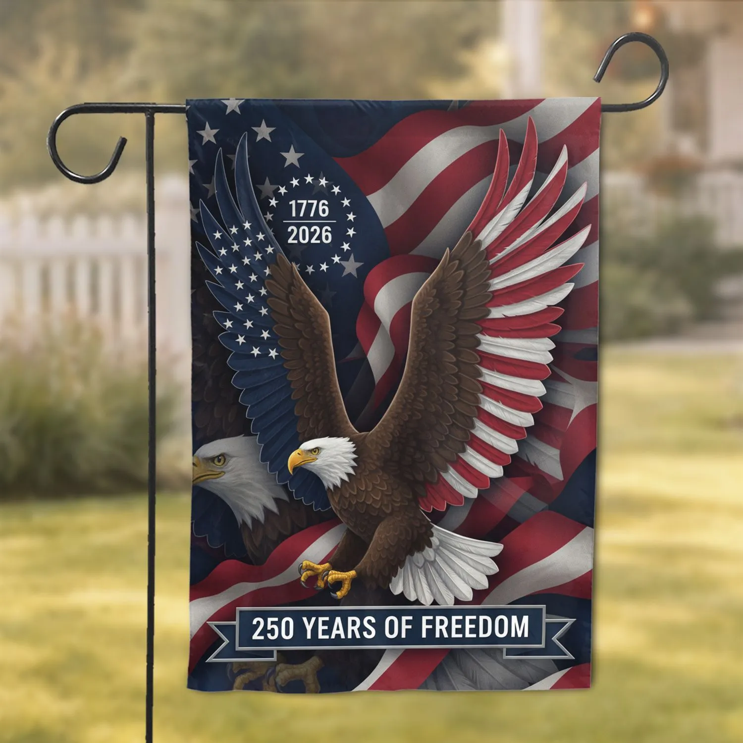 Bald Eagle American Flag 1776-2026 - USA 250th Anniversary Independence Day Garden Flag - 1