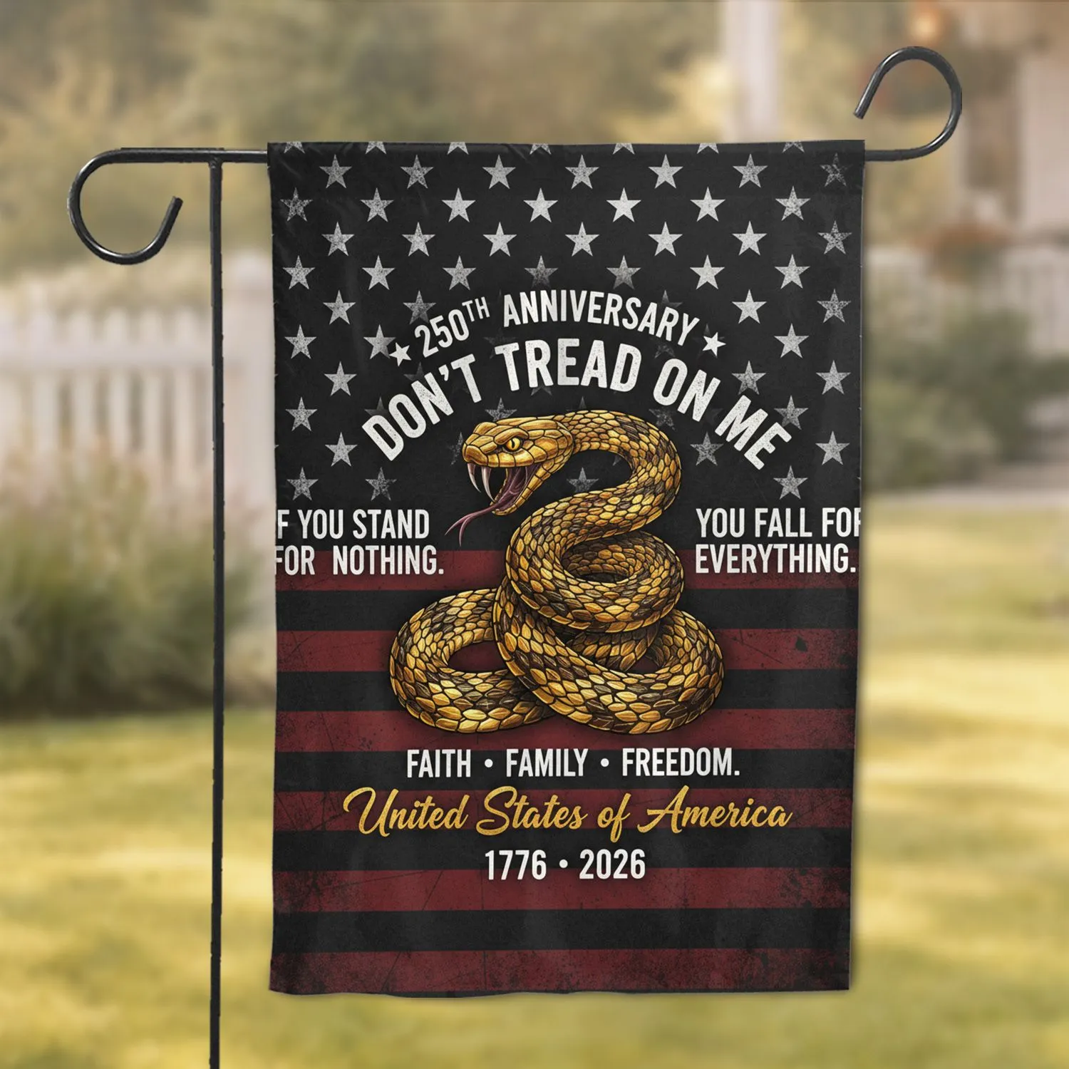 Gadsden Snake Don't Tread On Me 250th Anniversary 1776-2026 American Independence Day Garden Flag - 1