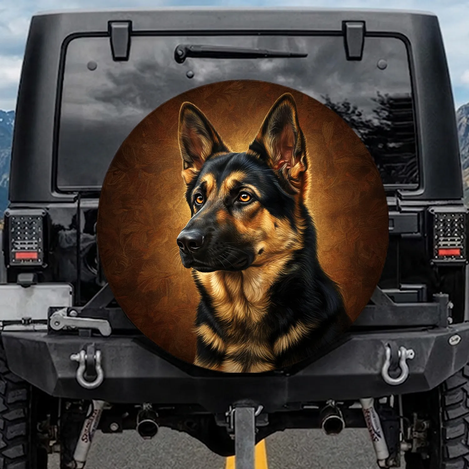 Majestic German Shepherd Dog Portrait - Pet Lover Gift for Dog Owners Spare Tire Cover - 1