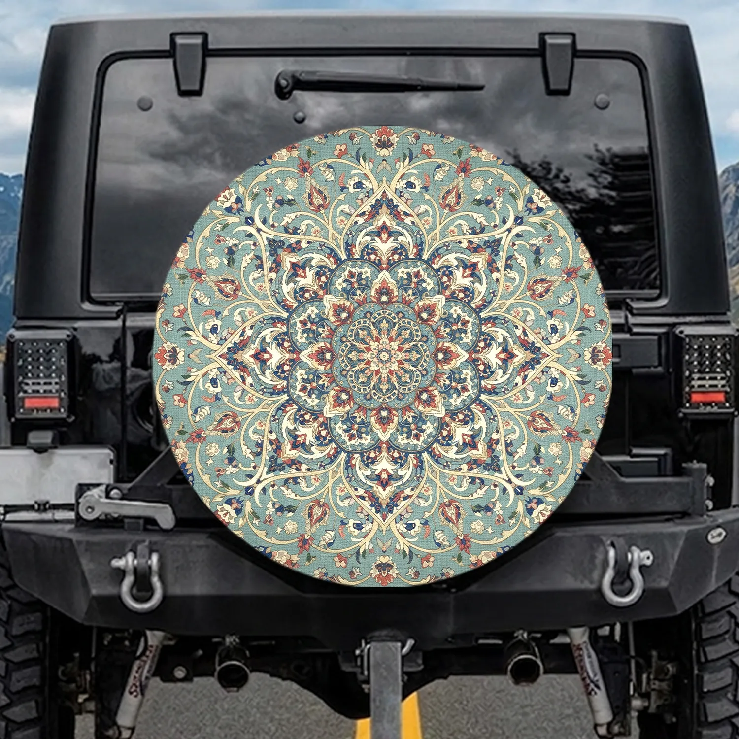 Persian Rug Symmetrical Floral Arabesque Tapestry - Home Decor Gift Spare Tire Cover - 1