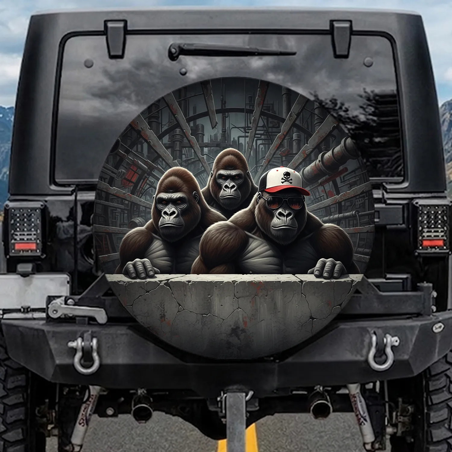 Gorilla Group Sunglasses Skull Cap - Wildlife Lover Gift Spare Tire Cover - 1