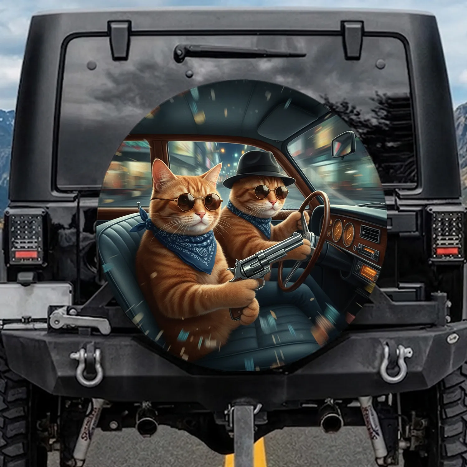 Ginger Cats Driving Sunglasses Pistol - Auto Enthusiast Vehicle Accessory Gift Spare Tire Cover - 1