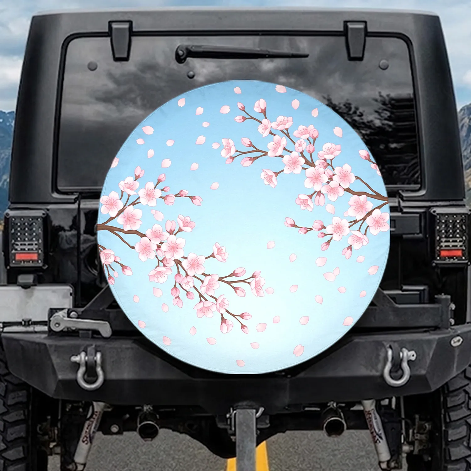 Pink Cherry Blossom Branches Spring Sky - Spring Home Decor Gift for Nature Lover Spare Tire Cover - 1