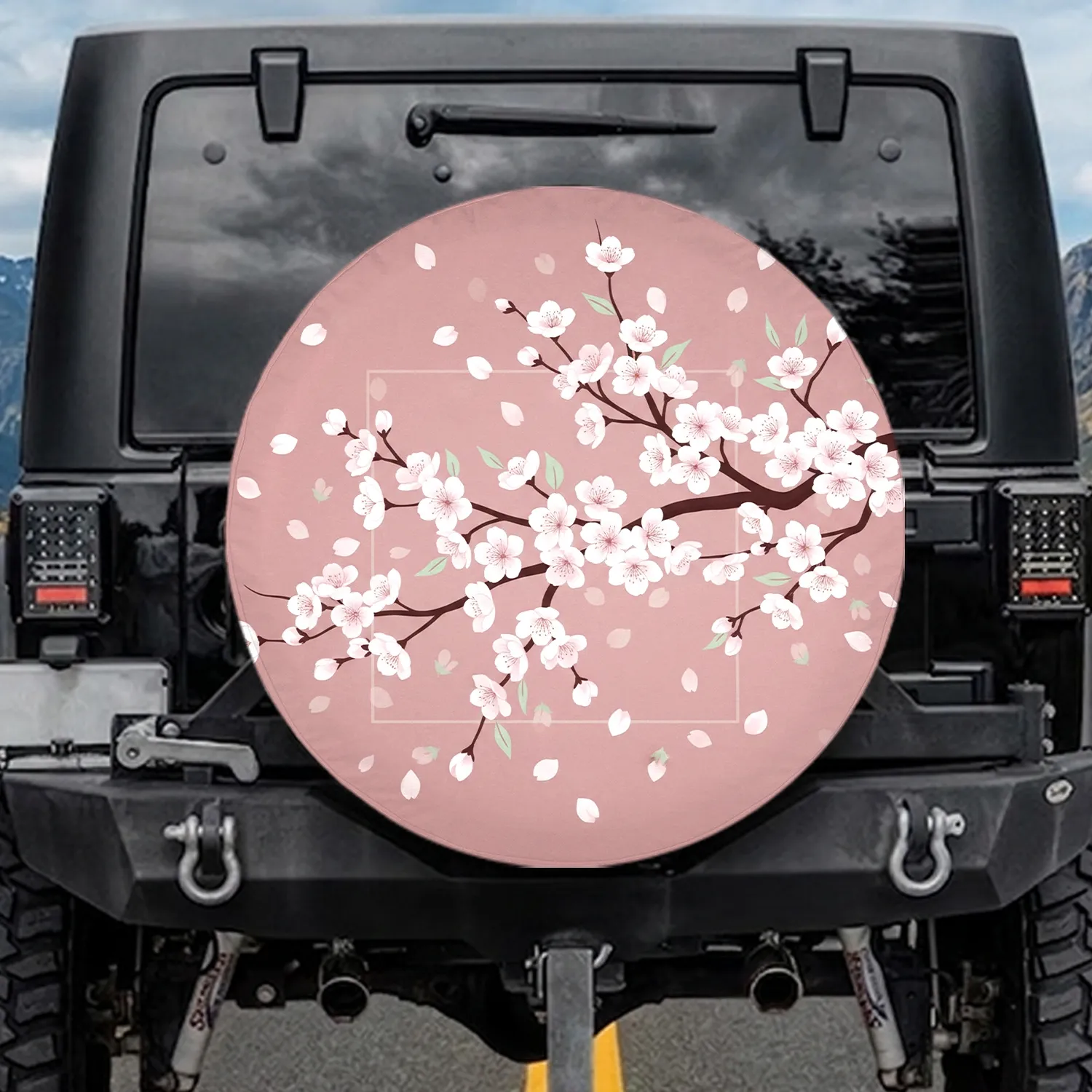 Cherry Blossom Flowers Falling Petals Foliage - Garden & Nature Lover Gift Spare Tire Cover - 1