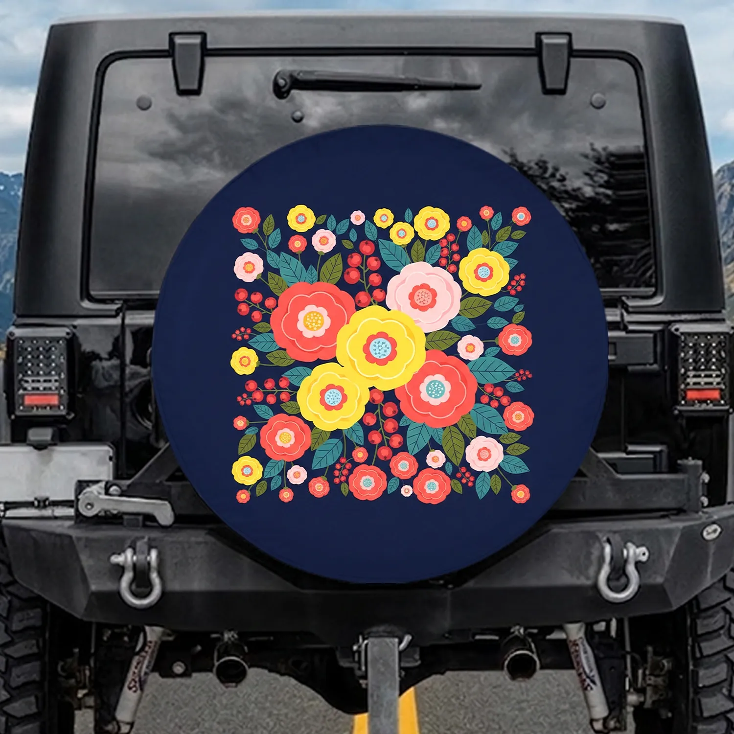 Blooming Flowers Foliage - Everyday Vehicle Decor for Garden Lover Spare Tire Cover - 1