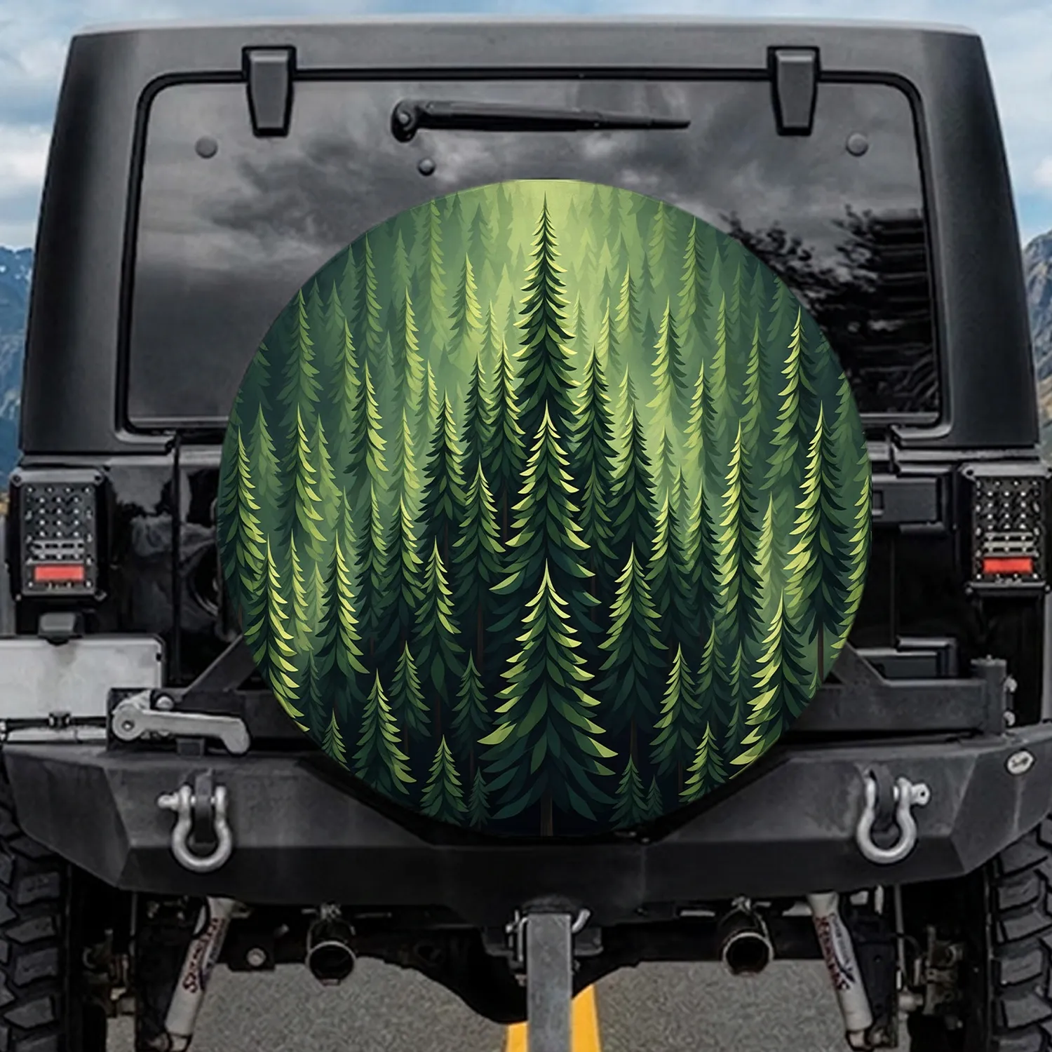 Evergreen Fir Pine Trees Woodland Forest Vista - Wildlife Lover Gift Spare Tire Cover - 1
