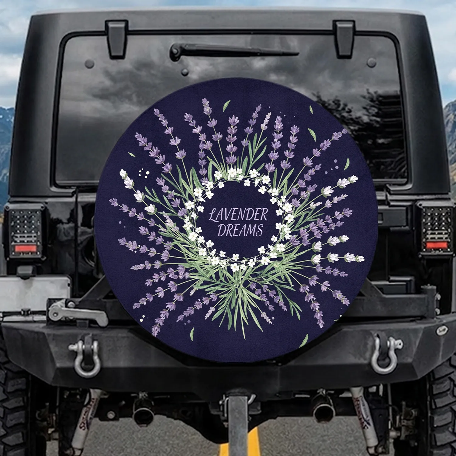 Lavender Sprigs Purple Flowers Floral Tapestry - Garden Lover Everyday Gift Spare Tire Cover - 1