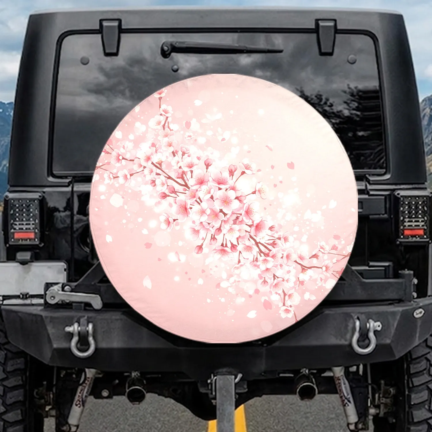 Soft Pink Blush Ethereal Cherry Blossom Floral Arrangement - Spring Decor Gift Spare Tire Cover - 1