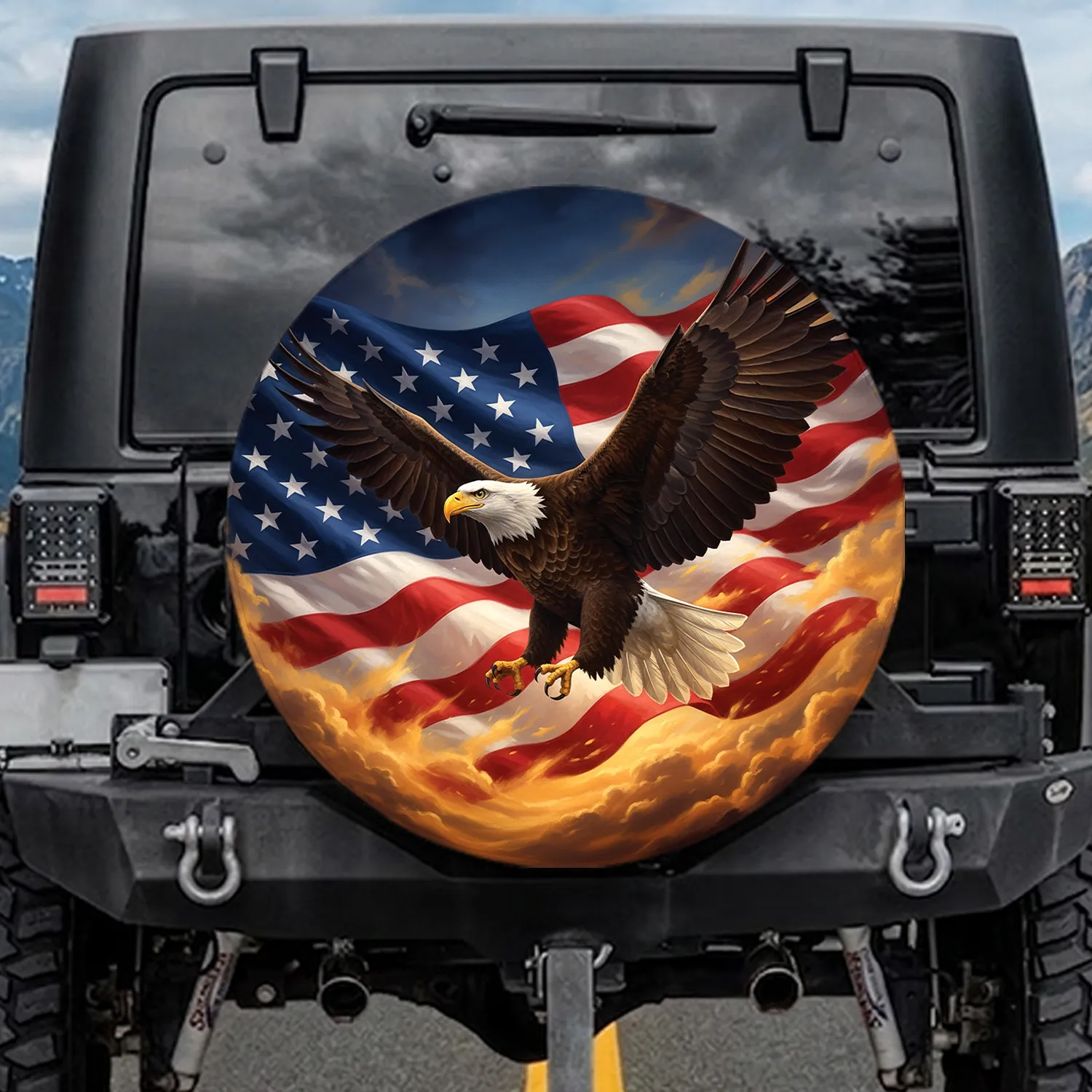 Bald Eagle American Flag - Independence Day Gift for Veterans Spare Tire Cover - 1