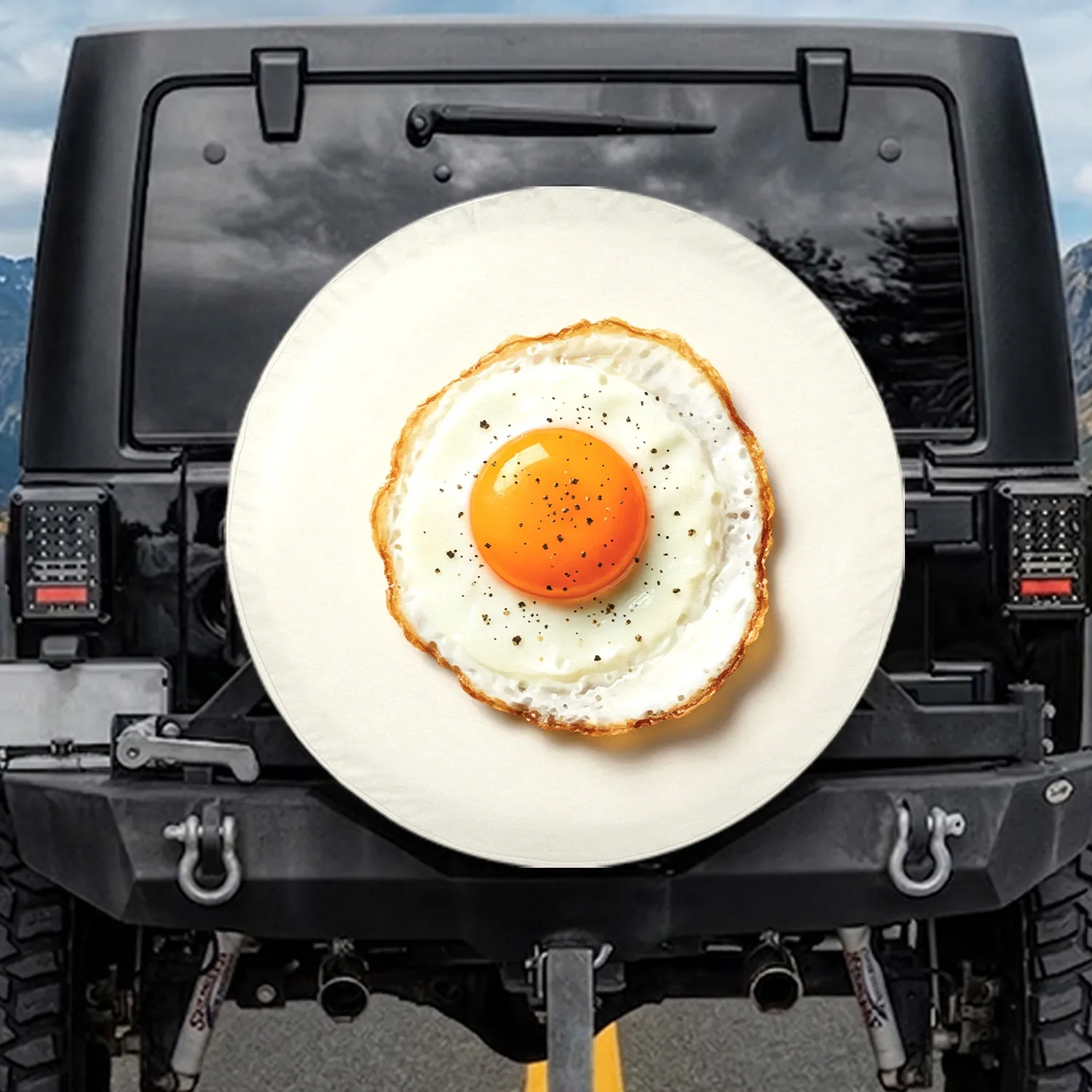 Sunny Side Up Fried Egg - Breakfast Lover Road Trip Gift for Foodies Spare Tire Cover - 1