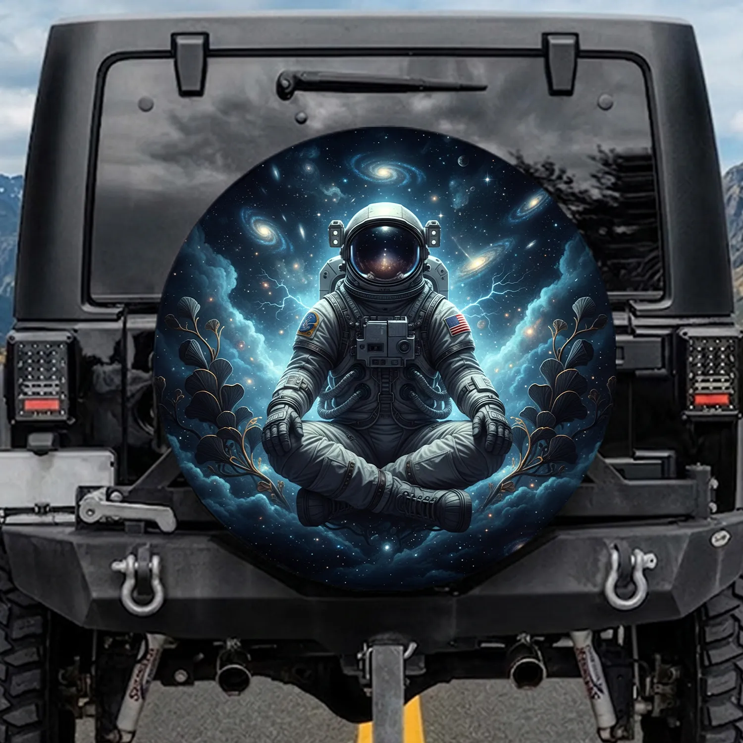 Weathered Astronaut Galactic Expanse Cosmic Coral - Explorer Gift for Sci-Fi Fan Spare Tire Cover - 1
