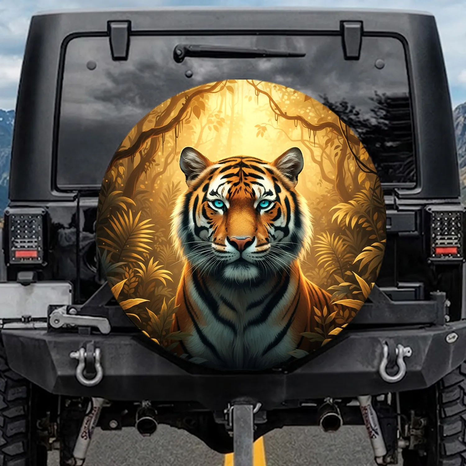 Golden Hour Bengal Tiger Tropical Jungle - Home Decor Gift for Tiger Lover Spare Tire Cover - 1