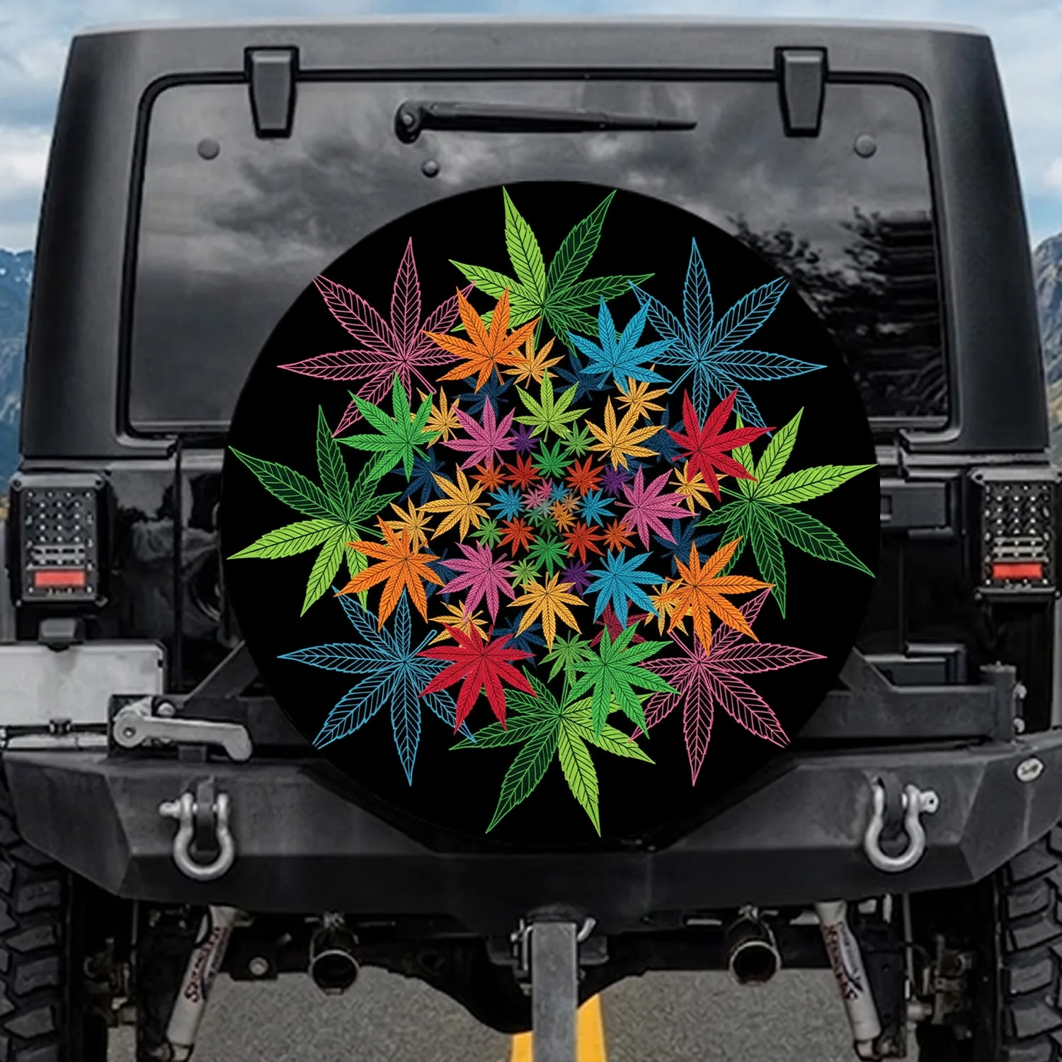 Cannabis Leaves - Everyday Decor Gift for Auto Enthusiast Spare Tire Cover - 1