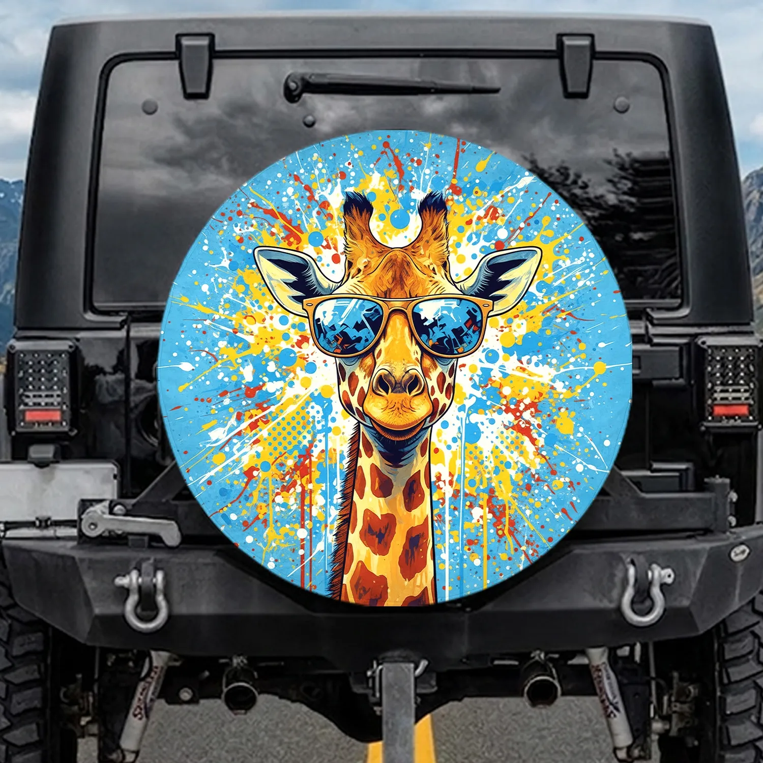 Giraffe Head Sunglasses Polka Dots - Travel Essential for Wildlife Lovers Spare Tire Cover - 1