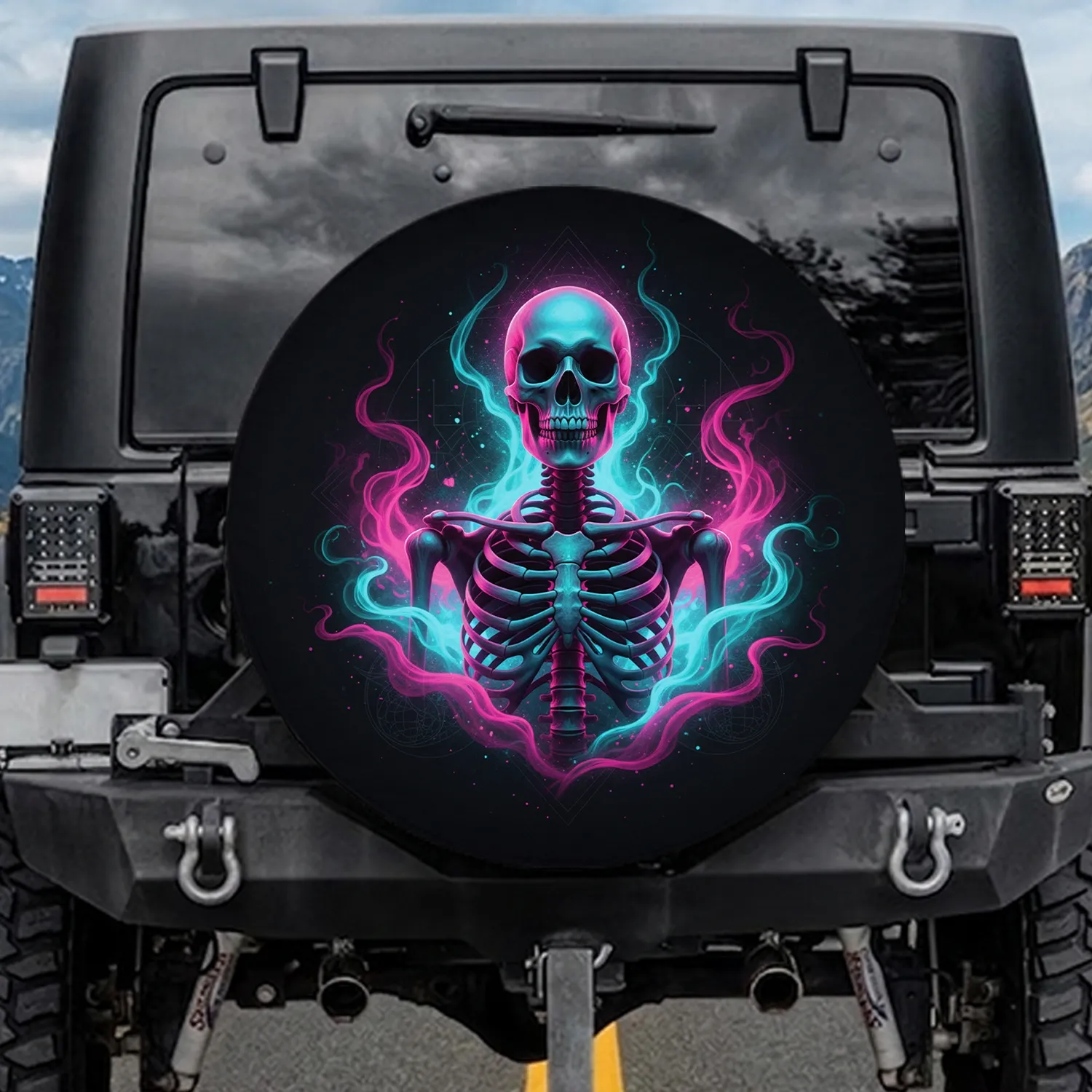 Realistic Skeletal Torso Skull - Halloween Party Gift for Drivers Spare Tire Cover - 1