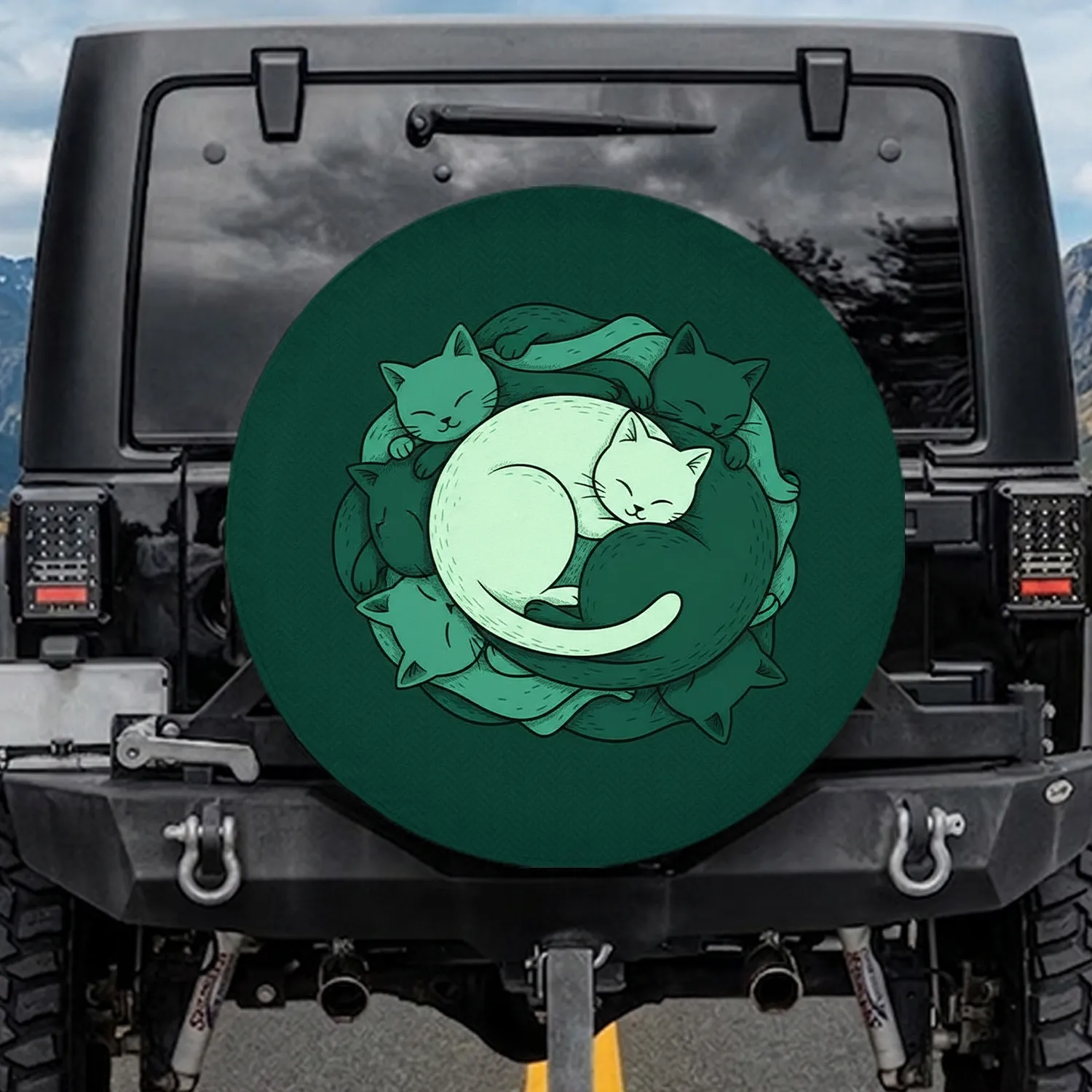 Charmedville Sleeping Cat Pile - Cat Lover Home Decor Gift Spare Tire Cover - 1