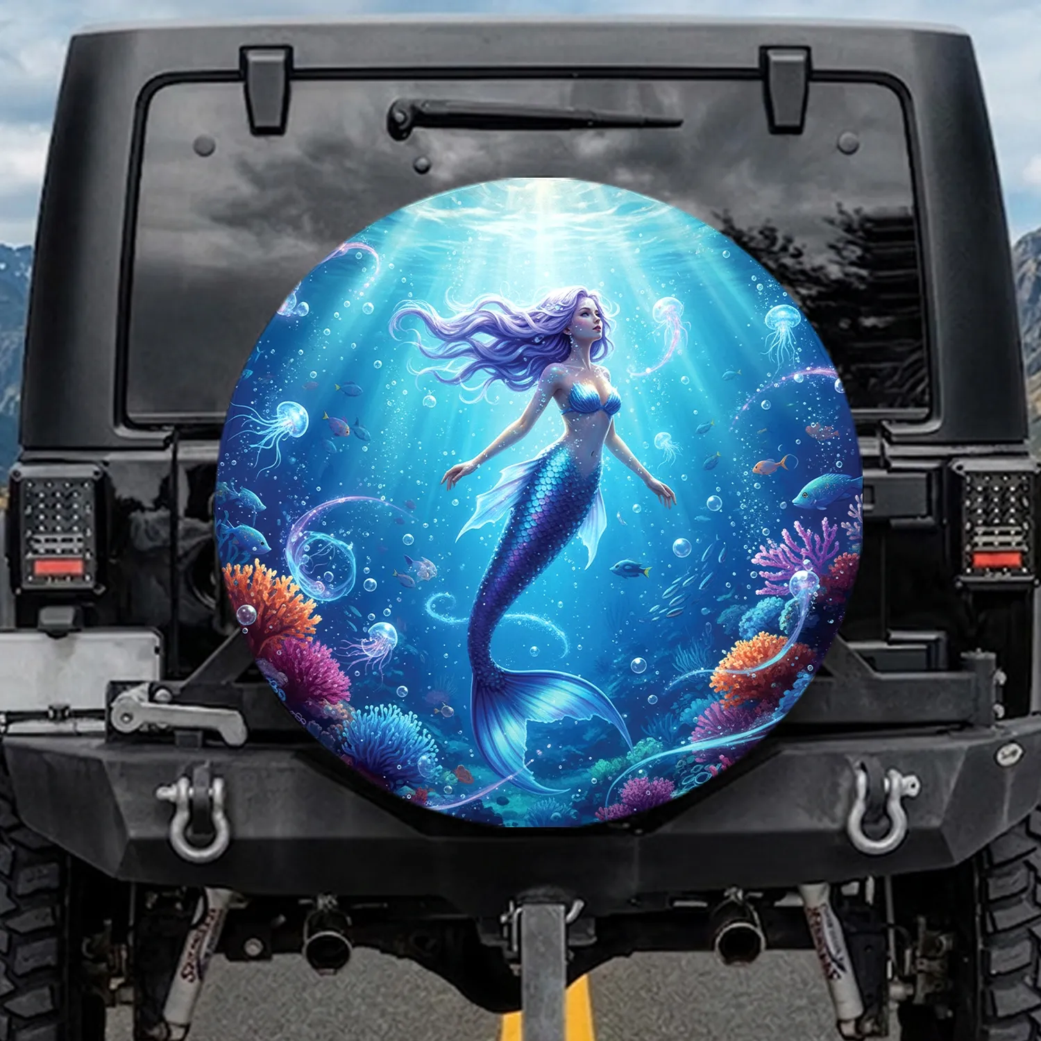 Mermaid Iridescent Tail Coral Fish Deep Ocean - Aquatic Life Gift Spare Tire Cover - 1