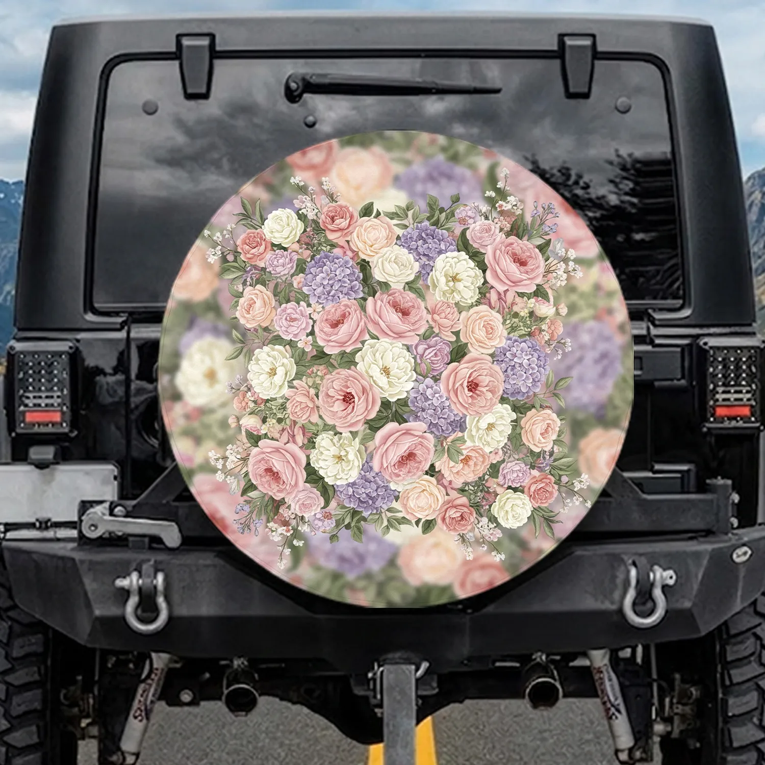 Pastel Rose Peony Hydrangea Garden Display - Home Decor Gift for Garden Lover Spare Tire Cover - 1