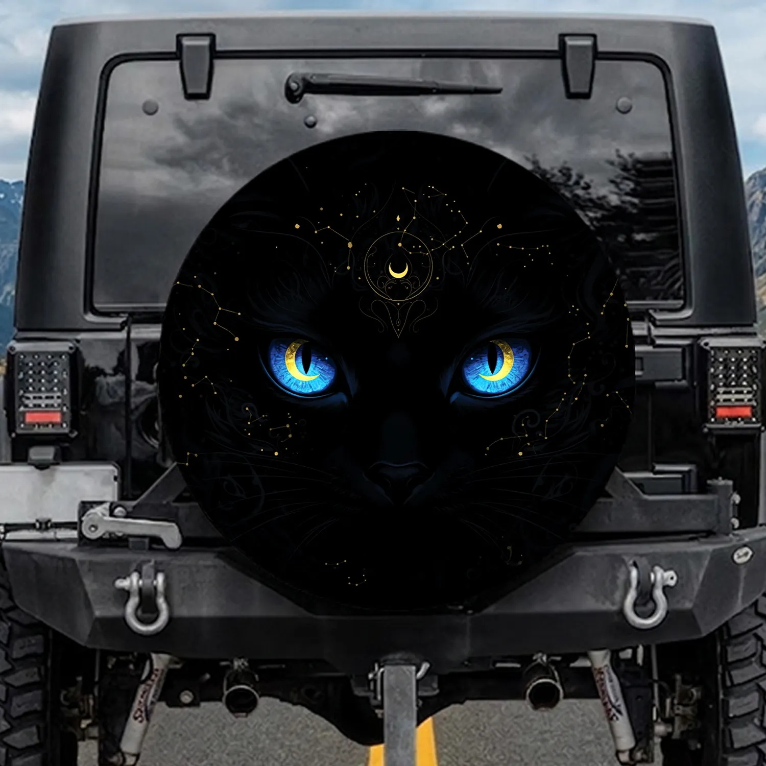 Piercing Cat Eyes Celestial Mist - Mystical Decor Gift for Cat Lover Spare Tire Cover - 1