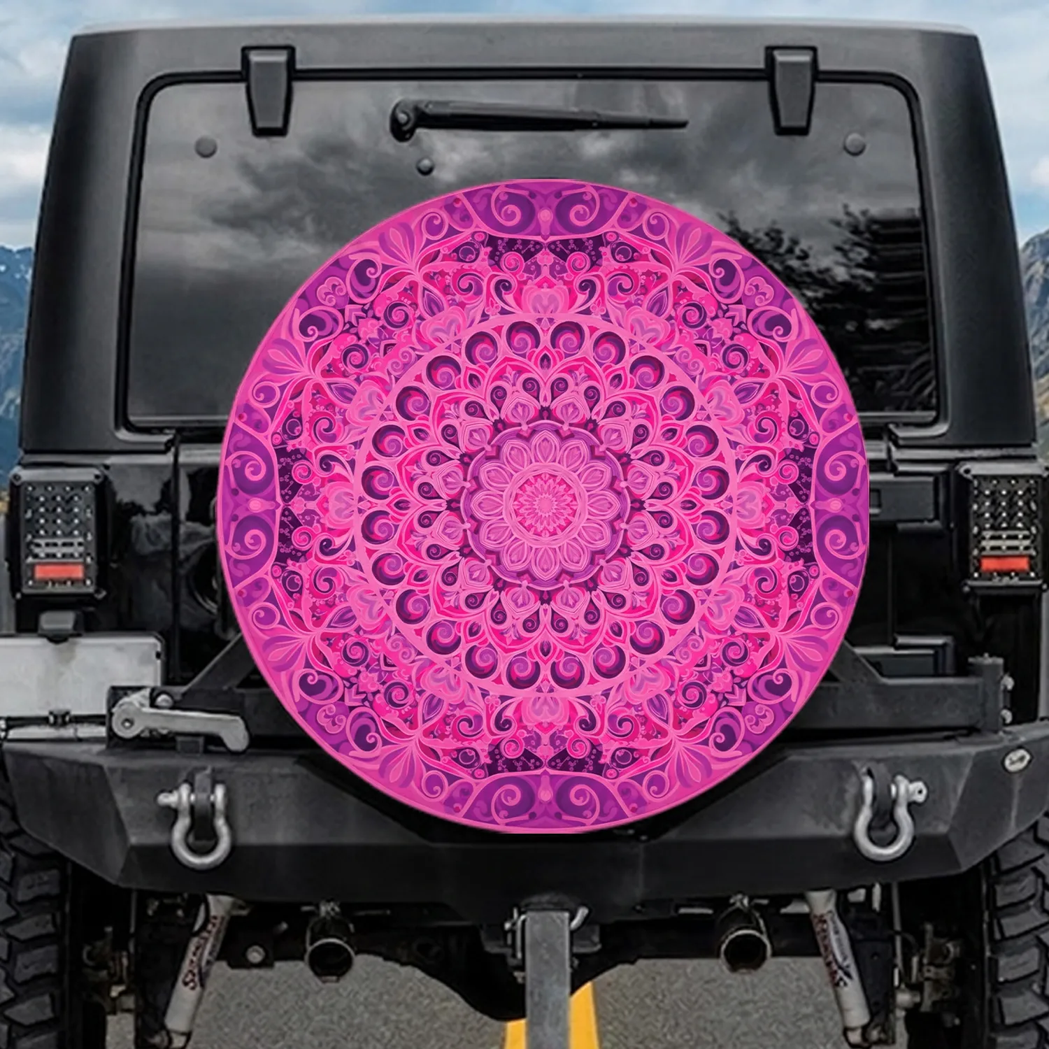 Mandala Geometric Floral Swirls - Home Decor Gift for Yoga Lover Spare Tire Cover - 1