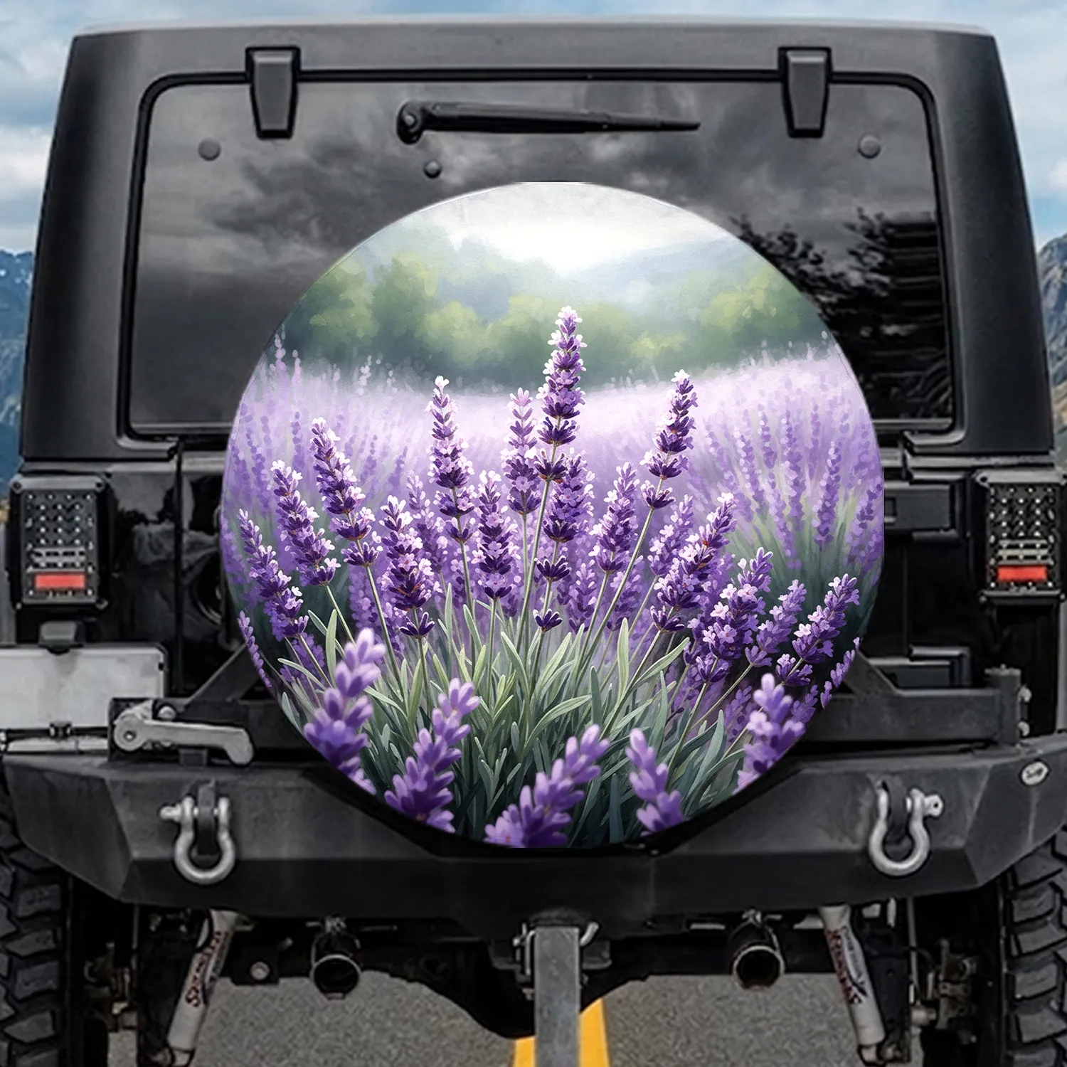 Lavender Flower Field - Home Decor Gift for Garden Lover Spare Tire Cover - 1