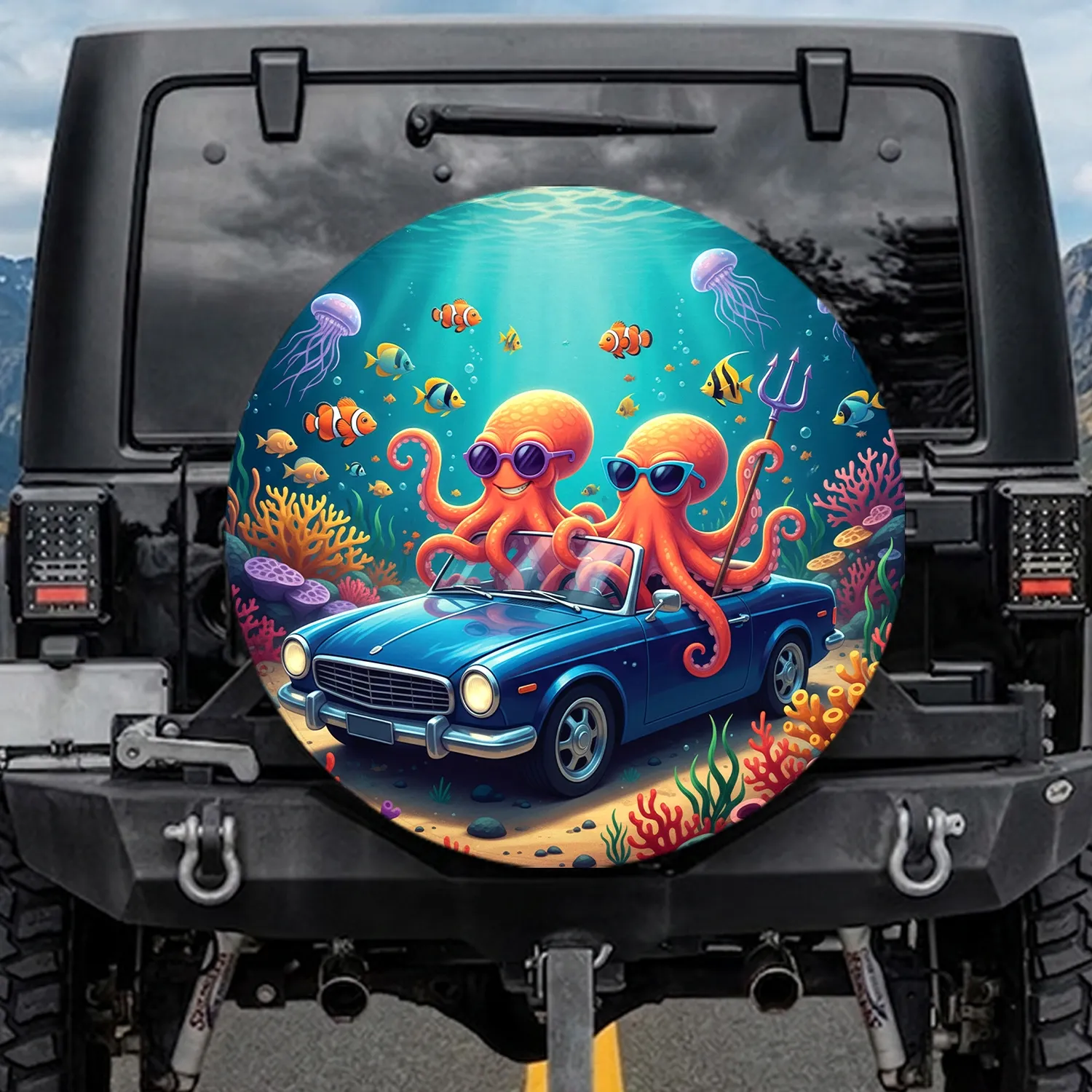 Octopuses Sunglasses Convertible Tropical Ocean - Travel Essentials Gift Spare Tire Cover - 1