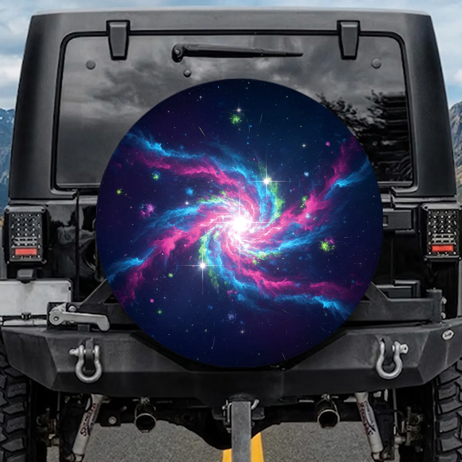 Deep Space Hot Pink Blue Green Nebula Explosion Cosmic Energy Field - Space Lover Gift Spare Tire Cover - 1