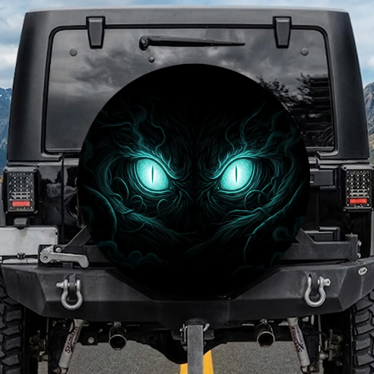 Glowing Creature Eyes Vertical Slit Pupils - Mystery Lover Halloween Gift Spare Tire Cover - 1