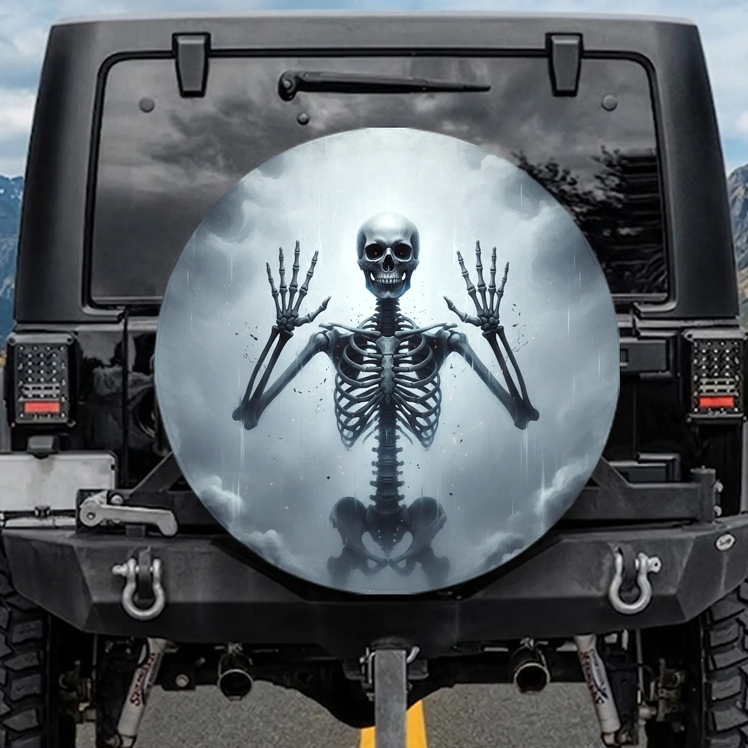 Ghostly Trapped Skeleton Ethereal Mist - Gothic Horror Fan Gift Spare Tire Cover - 1