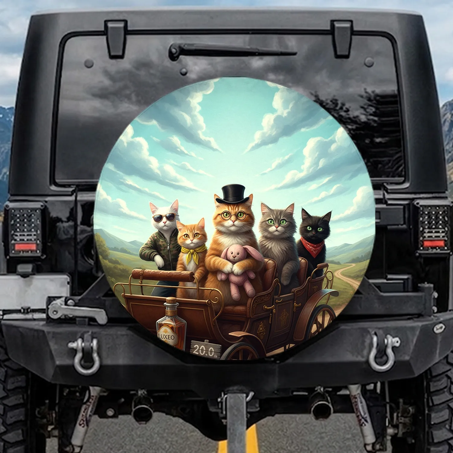 Five Cats Touring Adventure - Travel Essentials Gift for Cat Lovers Spare Tire Cover - 1