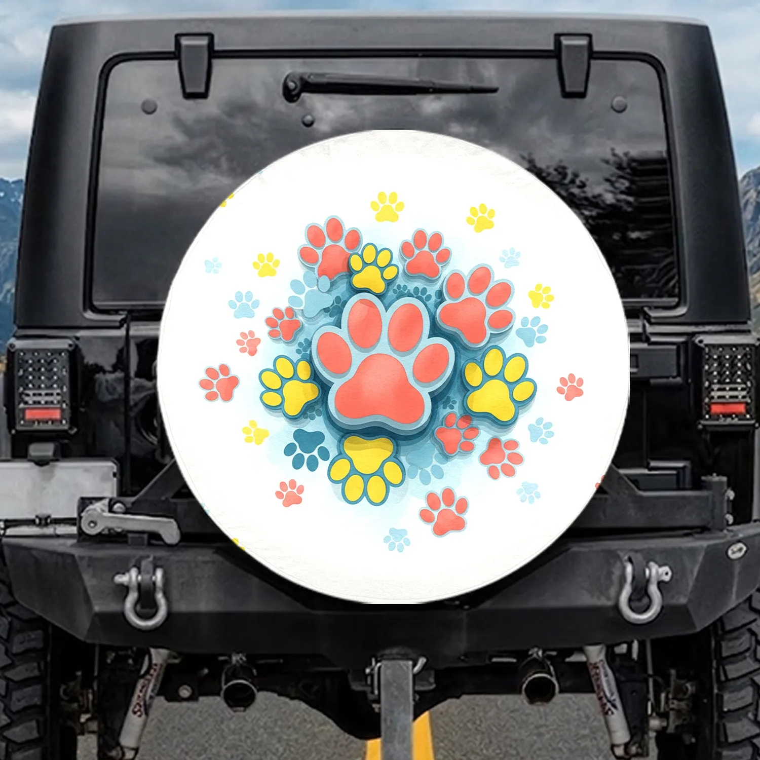 Varying Clean Paw Prints - Car Decor Gift for Pet Lovers and Dog Cat Owners Spare Tire Cover - 1