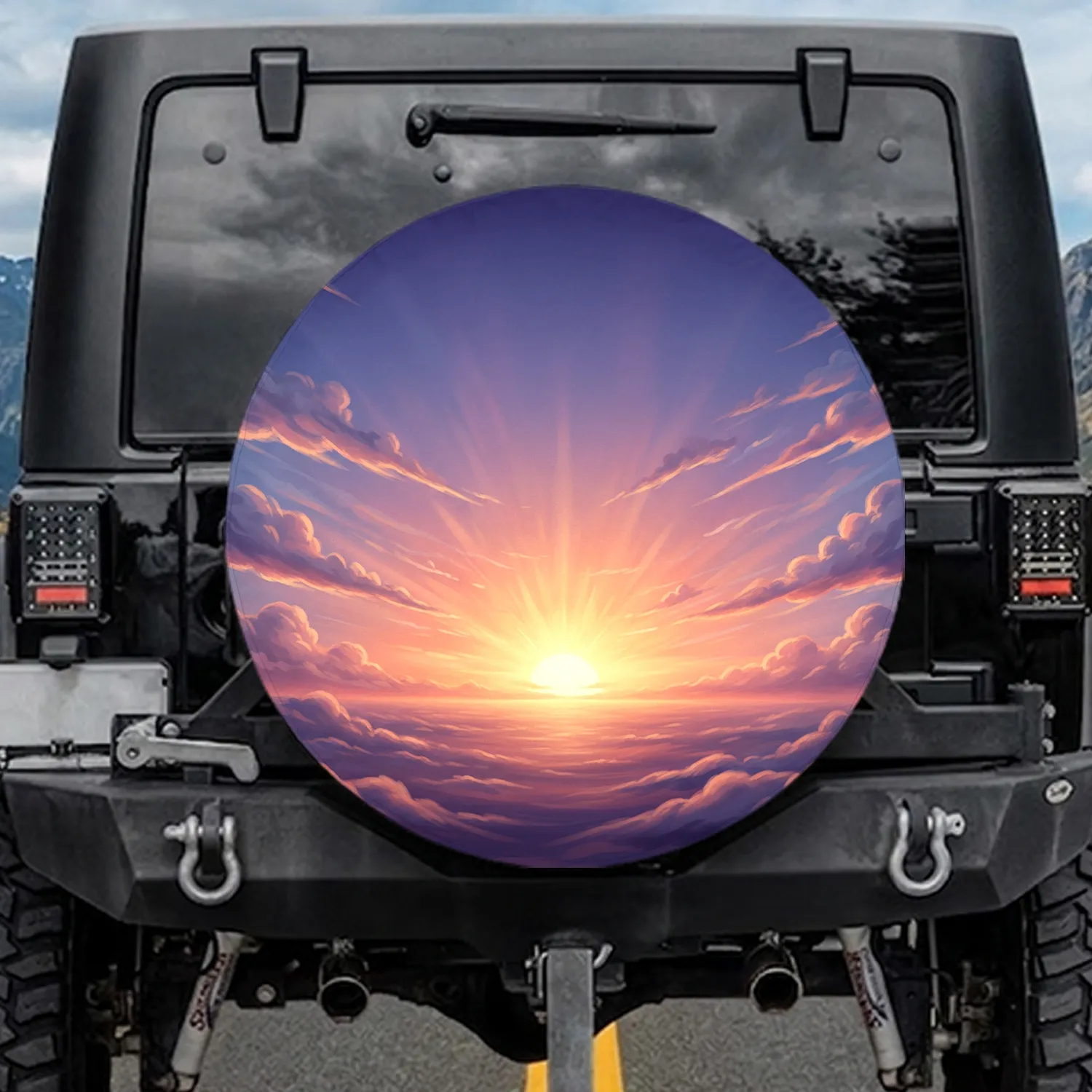 Golden Rose Sunset Vista Cirrus Clouds Evening Sky - Home Decor Gift Spare Tire Cover - 1