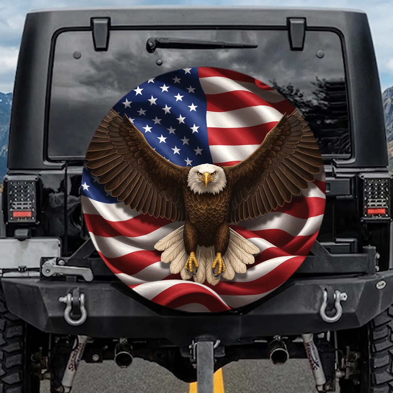 Bald Eagle American Flag - Independence Day Gift for Veterans Spare Tire Cover - 1