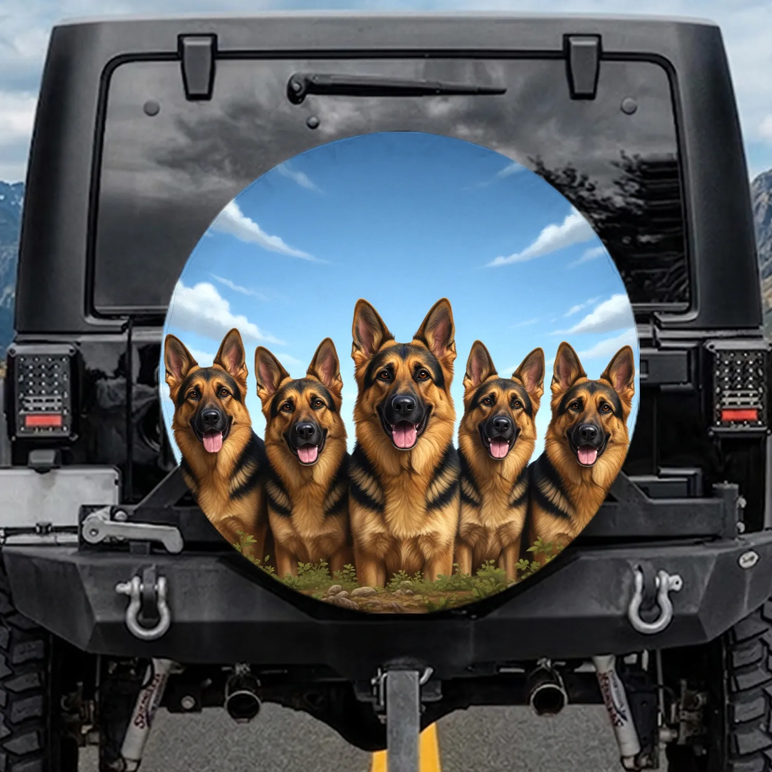 Five German Shepherds Expressive Faces - German Shepherd Lover Gift for Owners Spare Tire Cover - 1