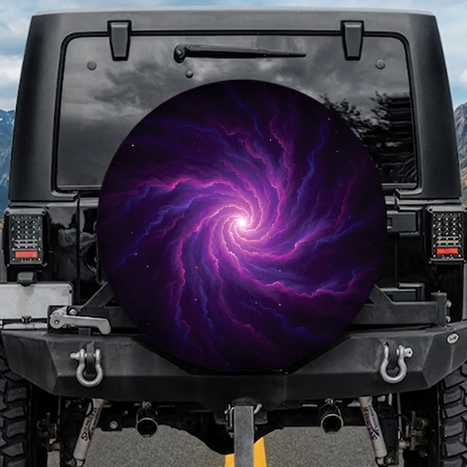 Glowing Purple Magenta Nebula Starfield - Deep Space Home Decor Gift for Space Lover Spare Tire Cover - 1
