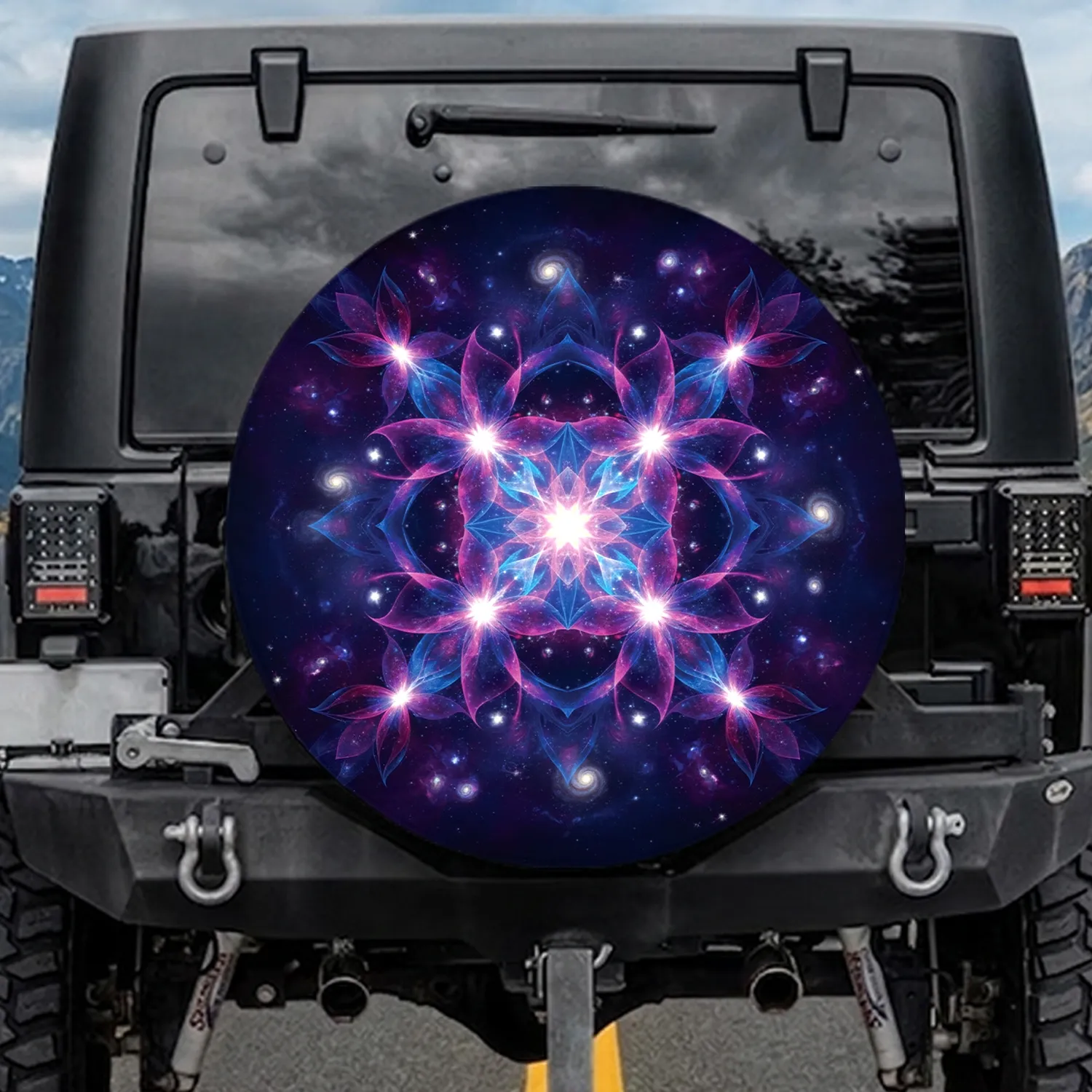 Cosmic Mandala Starburst Galaxy - Car Enthusiast Gift for Space Lover Spare Tire Cover - 1