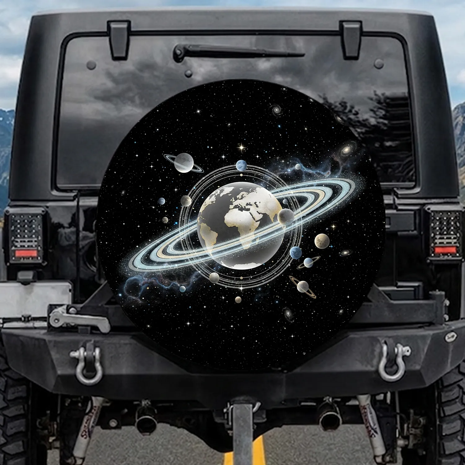 Cosmic Galaxy Stars Planets Scene - Outdoor Adventure Gift Spare Tire Cover - 1