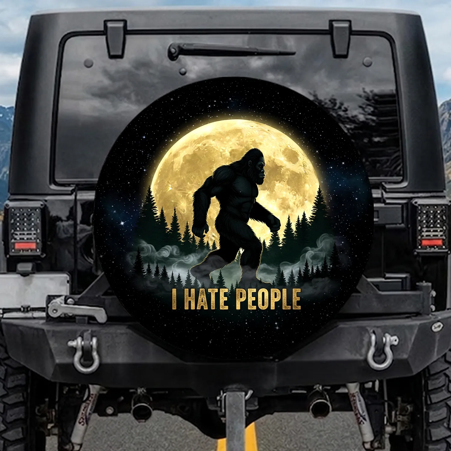 Bigfoot I Hate People Moon Forest - Sasquatch Lover Gift Spare Tire Cover - 1