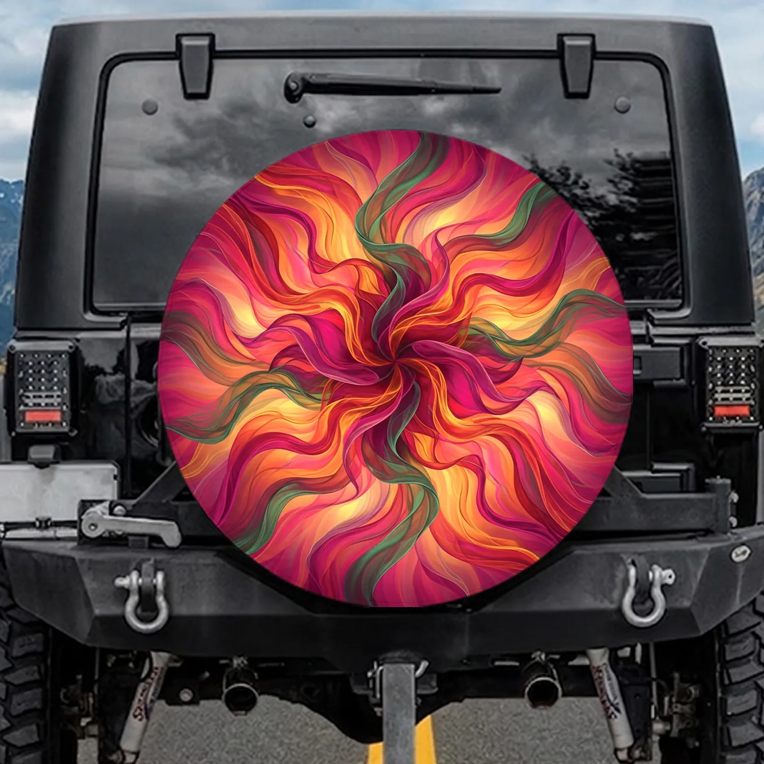 Iridescent Undulating Fabric Waves Flowing Drapery - Home Decor Gift Spare Tire Cover - 1