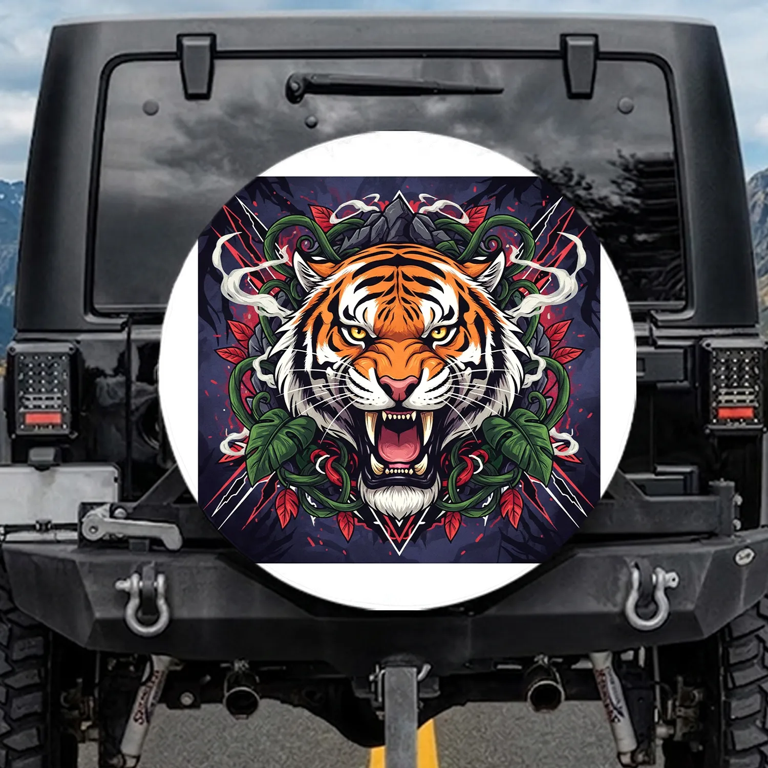Roaring Tiger Head Jungle Claw Marks NORPLL - Adventure Vehicle Enthusiast Gift for Wildlife Lover Spare Tire Cover - 1