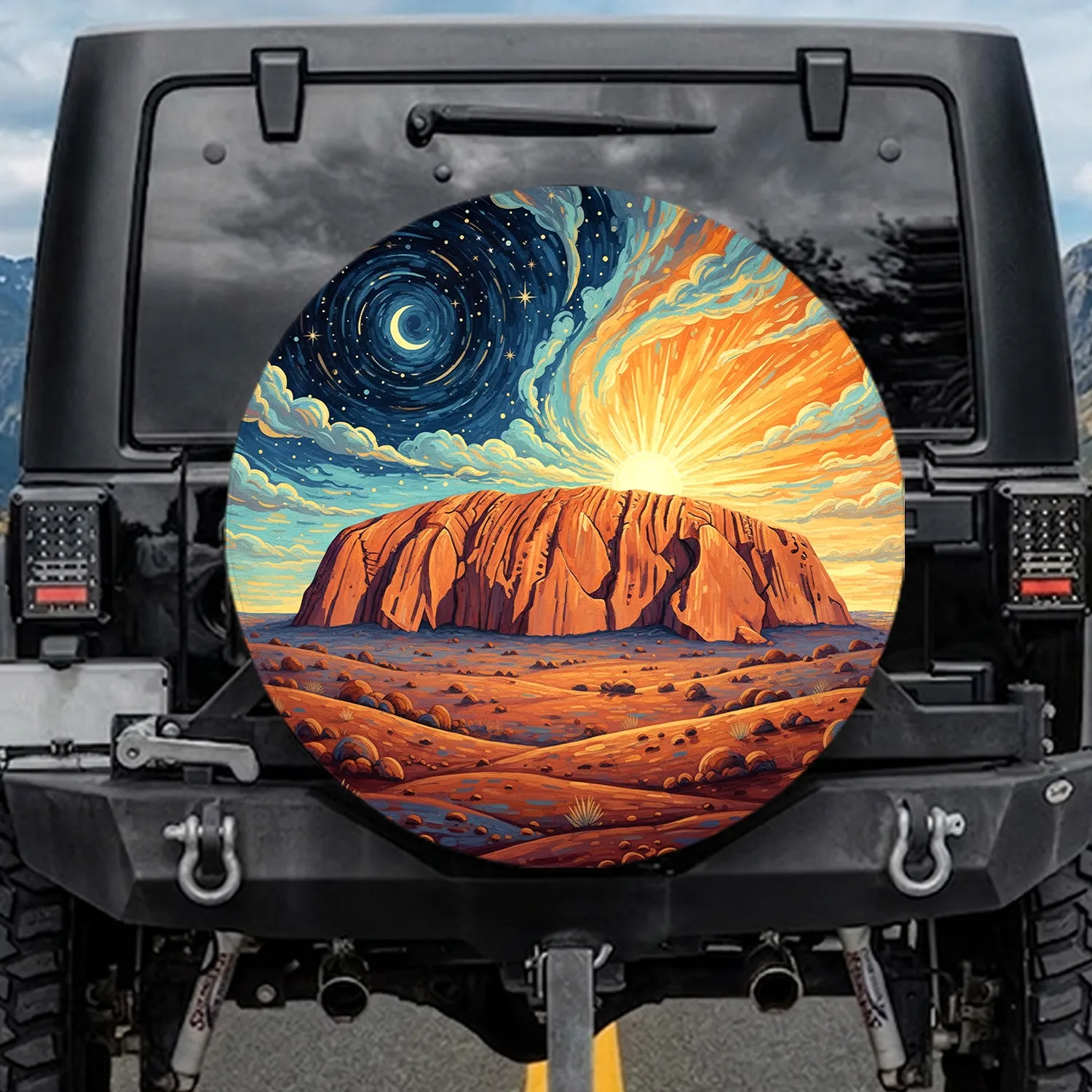 Uluru Ayers Rock Desert Night Sunrise Landscape - Travel Essentials Nature Lover Gift Spare Tire Cover - 1