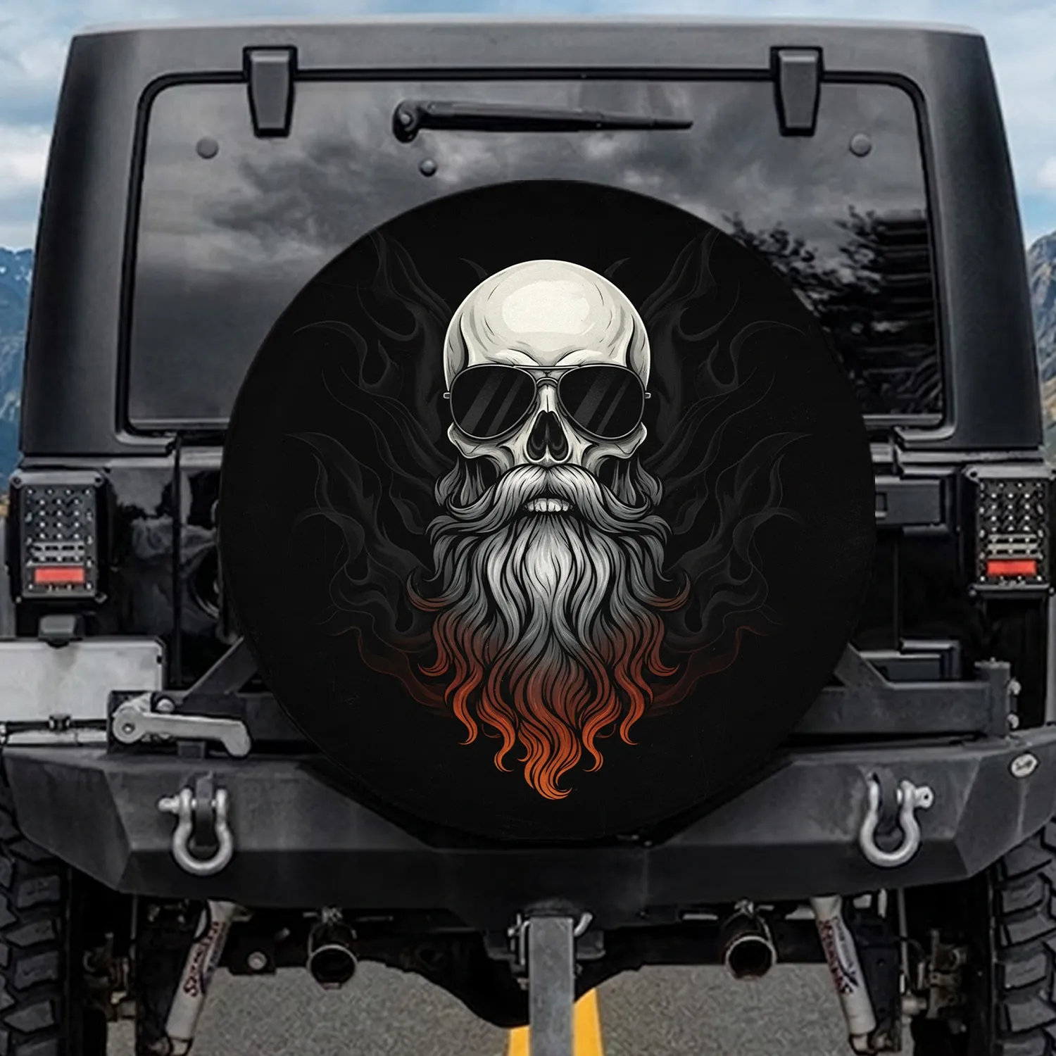 Gradient Beard Skull Aviator Sunglasses - Rider Lifestyle Gift Spare Tire Cover - 1