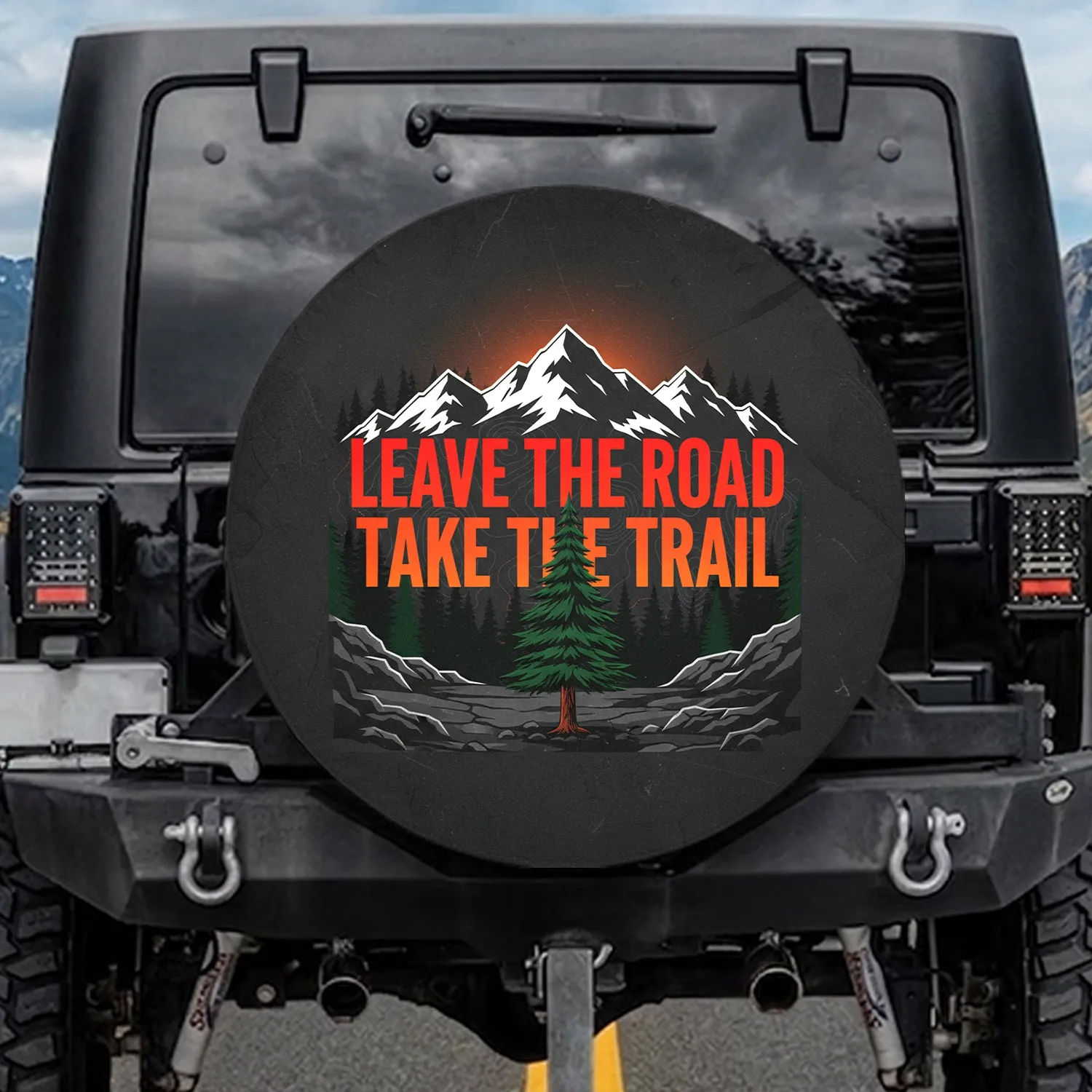 Off-Road Mountain Trail Quote - Outdoor Adventure Gift Spare Tire Cover - 1