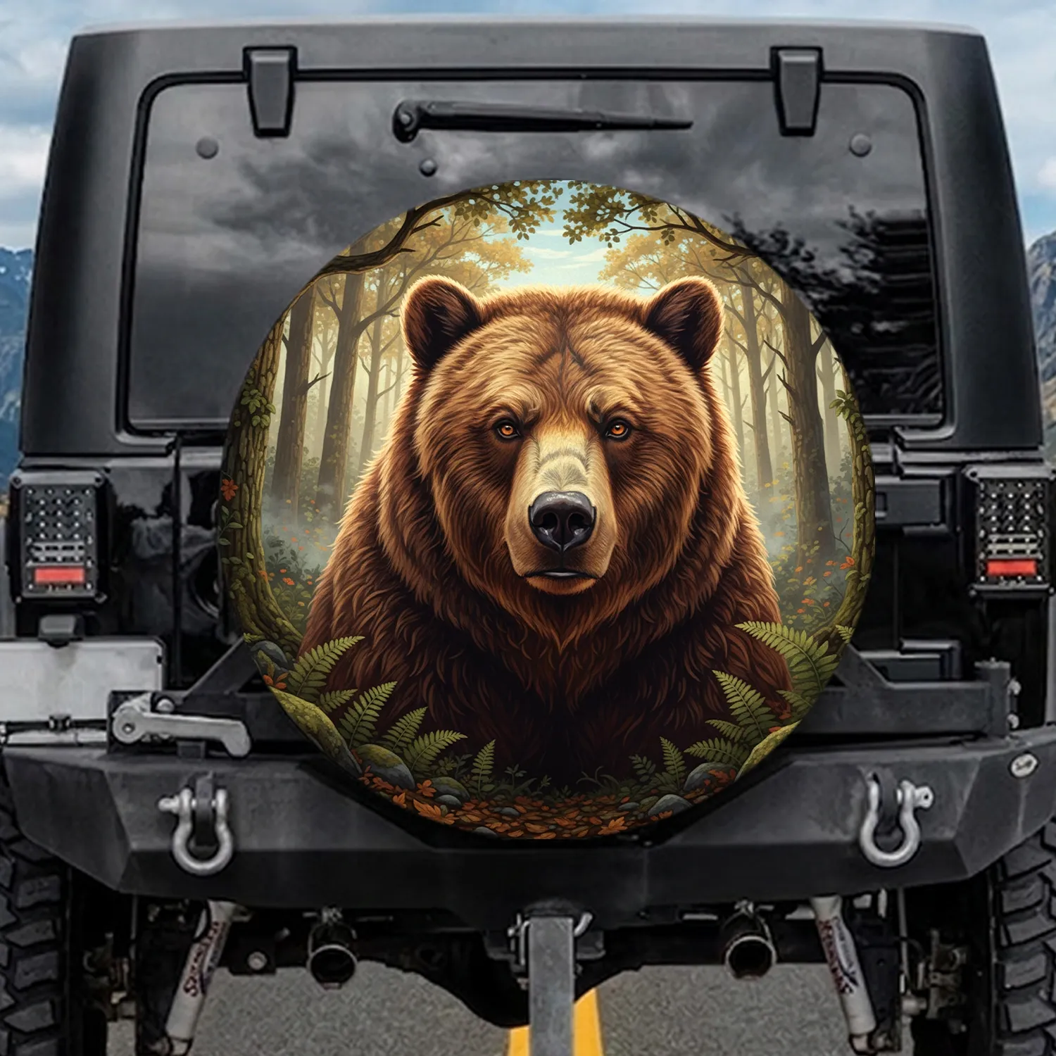 Brown Grizzly Bear Forest Wilderness - Wildlife Lover Gift for Bear Lovers Spare Tire Cover - 1