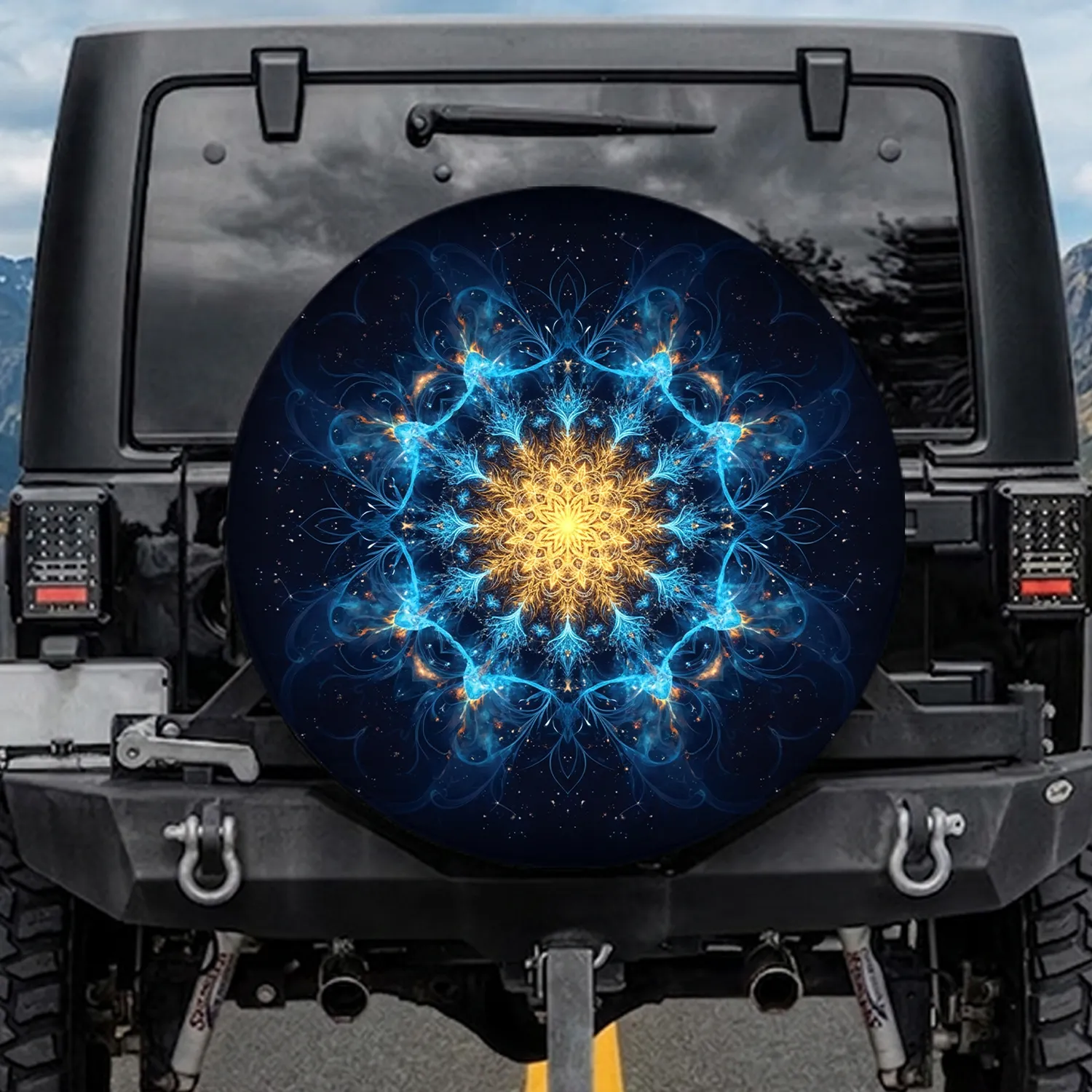 Mandala Snowflake Cosmic Starlight - Home Decor Gift Spare Tire Cover - 1