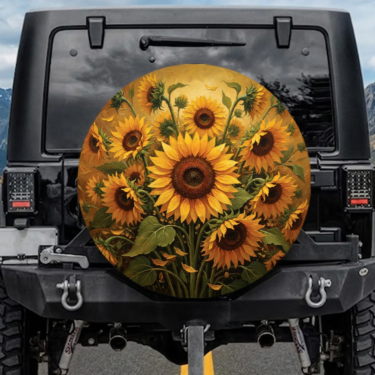 Sunflowers Bouquet Late Summer Field Farmhouse Home Decor Garden Lover Gift Spare Tire Cover - 1