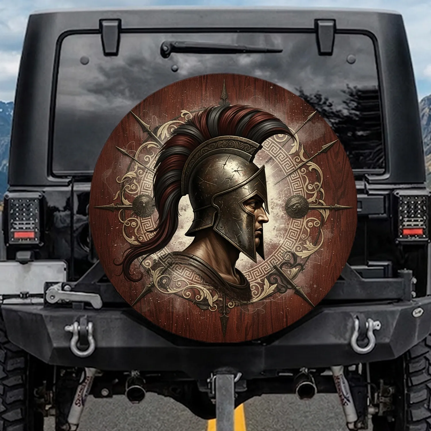 Spartan Warrior Helmet Corinthian Plume Ancient Greece - Military History Lover Gift Spare Tire Cover - 1