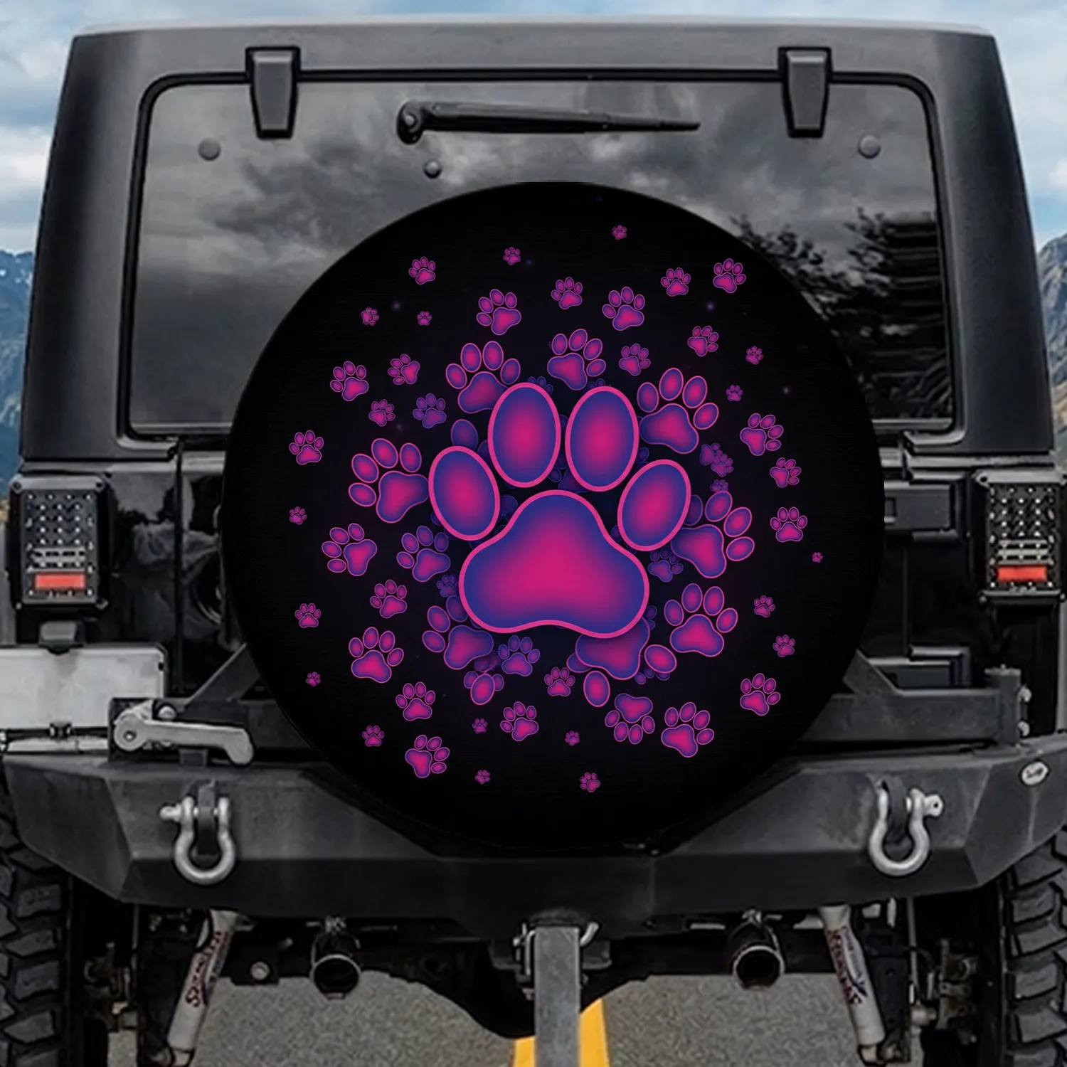 Glowing Walking Animal Paw Prints - Travel Essentials Pet Lover Gift Spare Tire Cover - 1